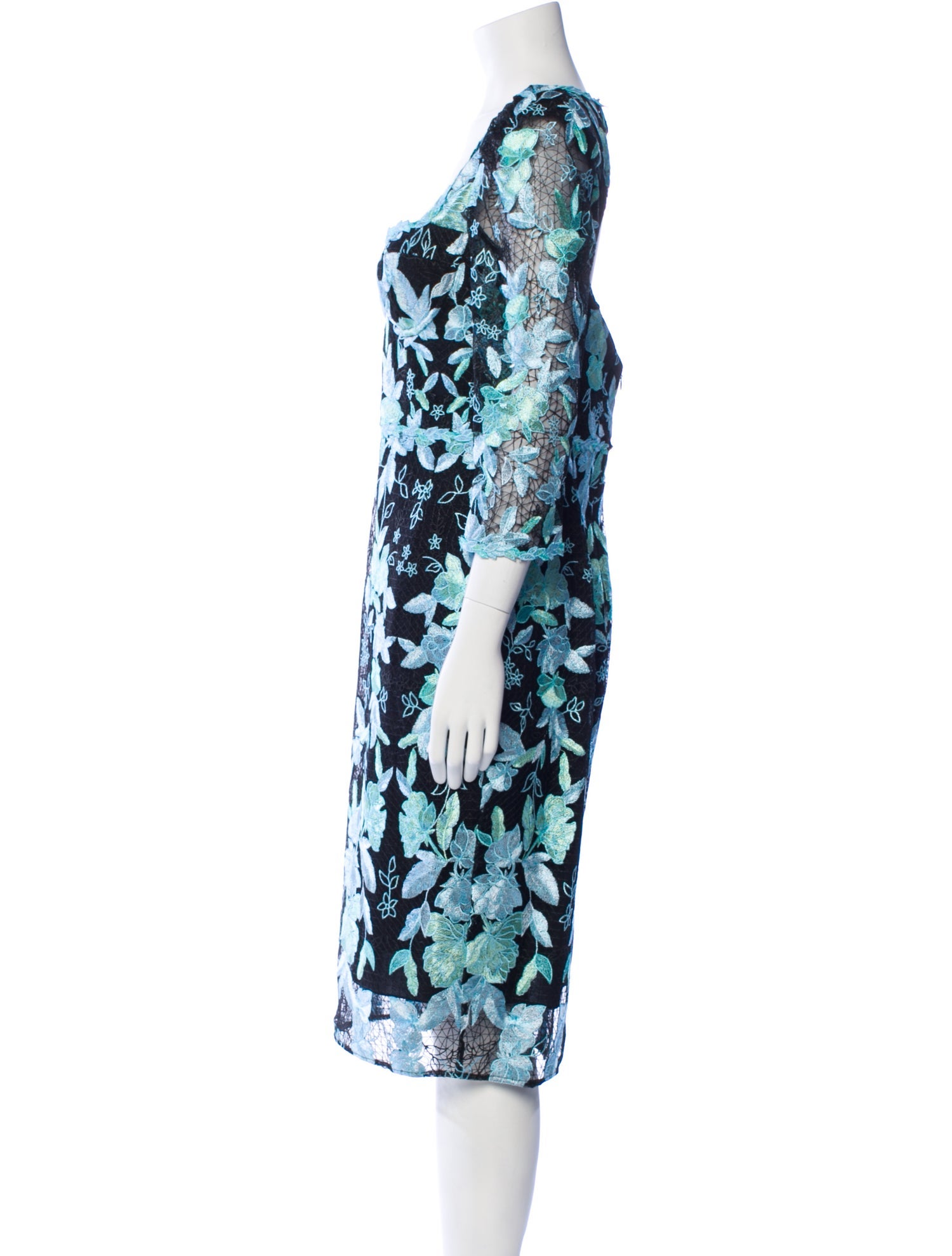 Marchesa Floral Print Midi Length Dress w/ Tags