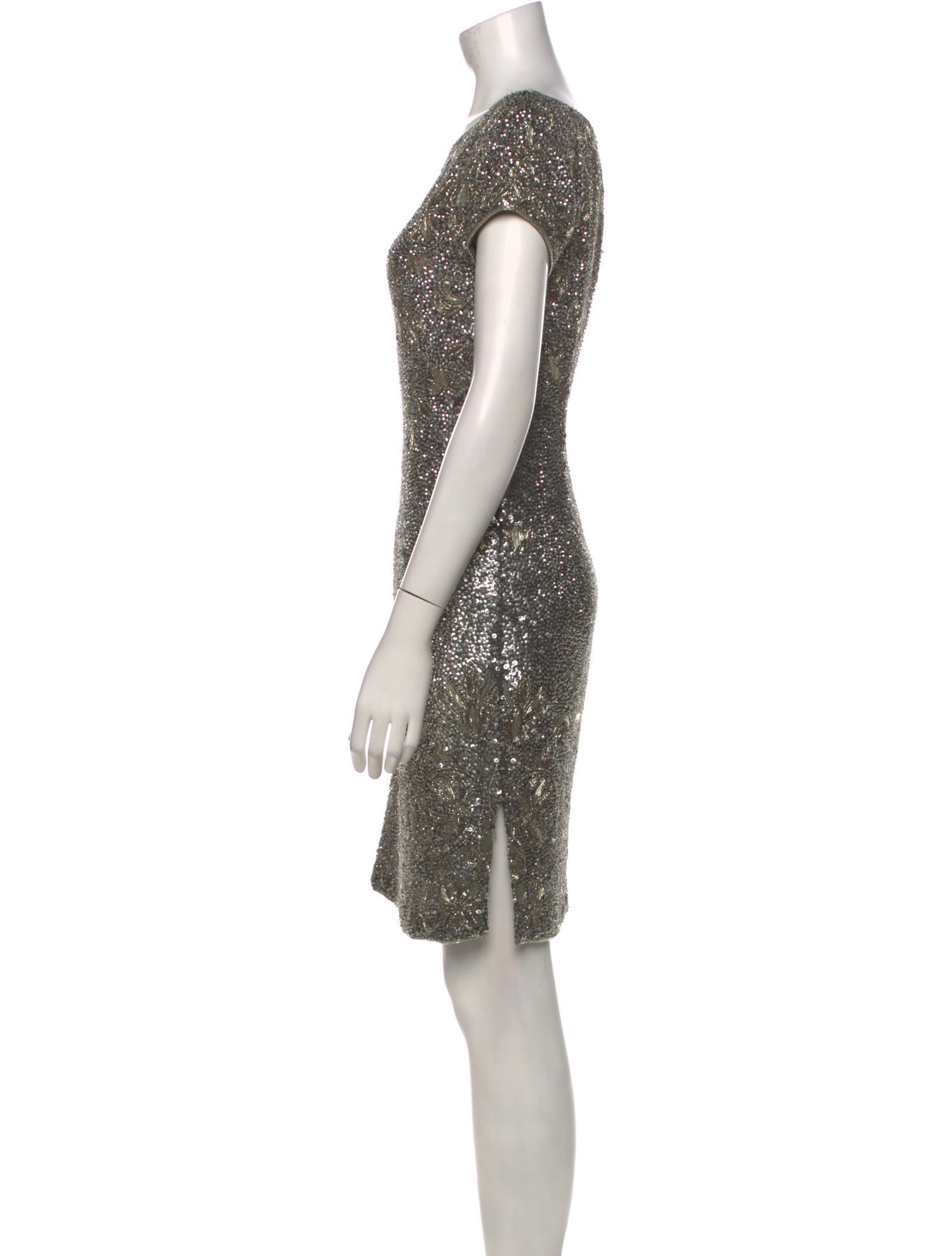 Marchesa Bateau Neckline Mini Dress