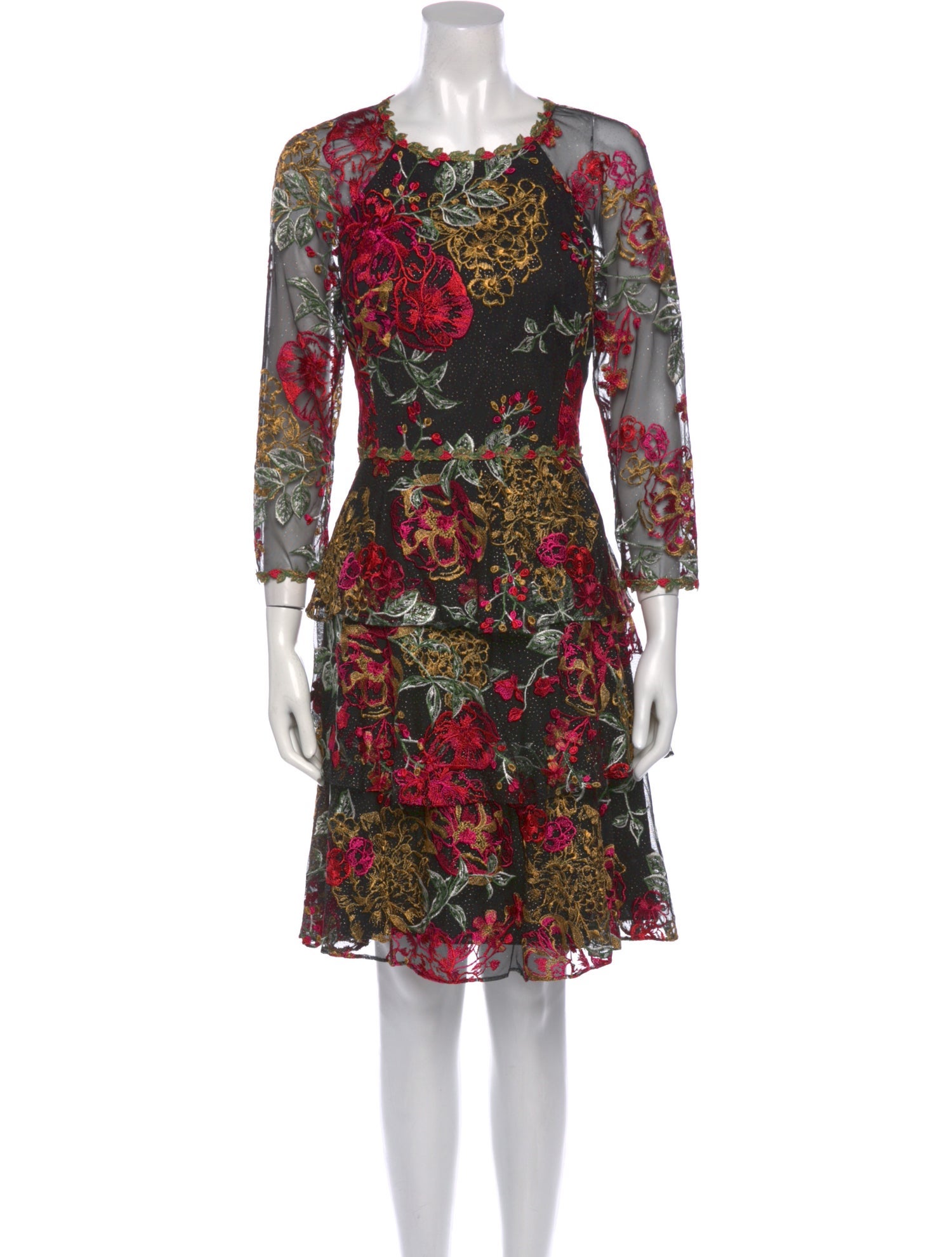 Marchesa Floral Print Mini Dress