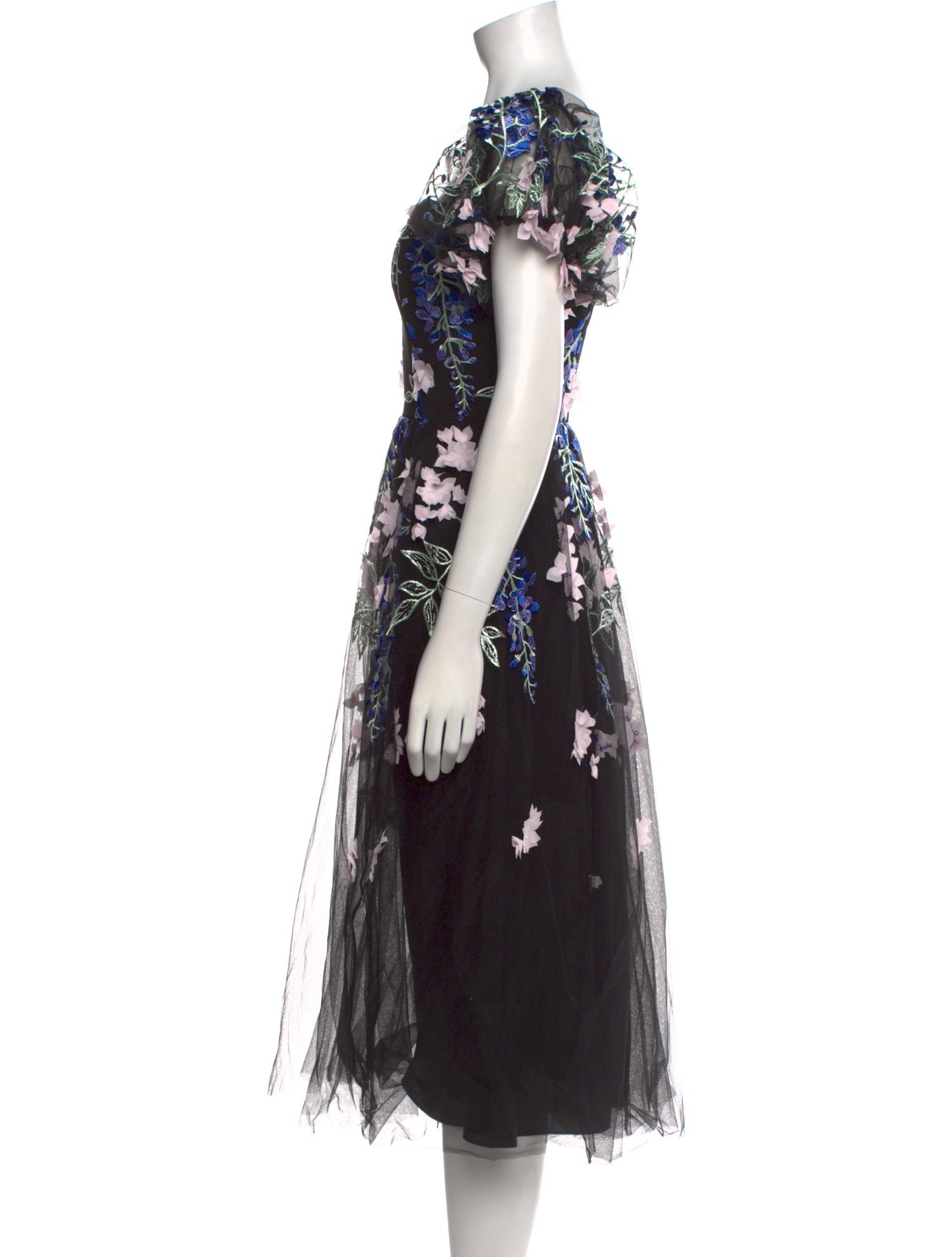 Marchesa Floral Print Midi Length Dress