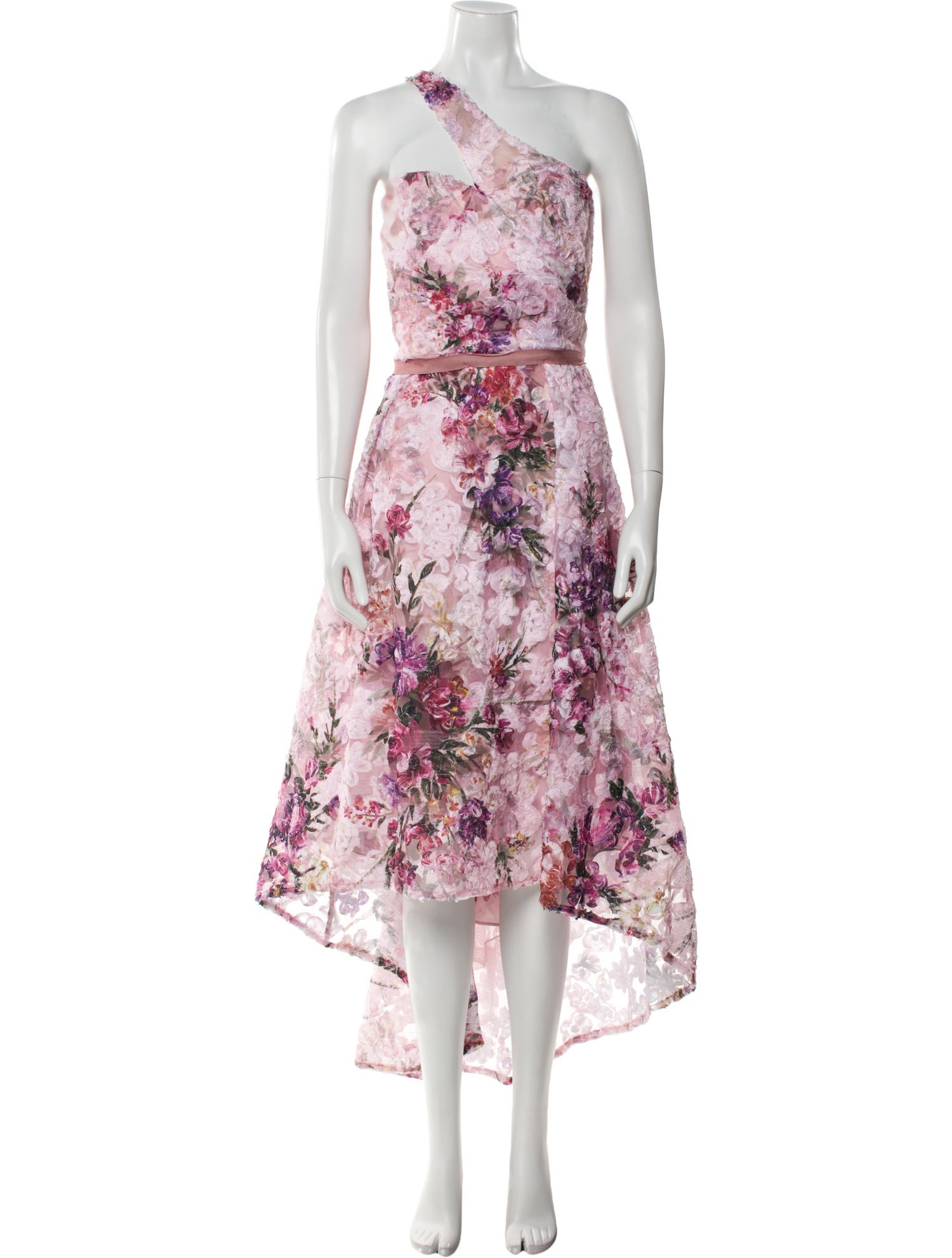 Marchesa Floral Print Midi Length Dress