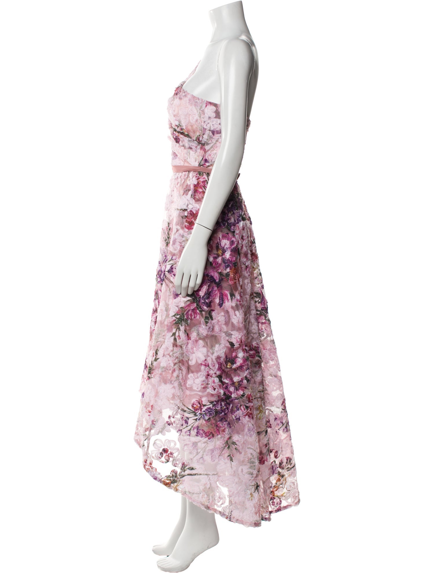 Marchesa Floral Print Midi Length Dress