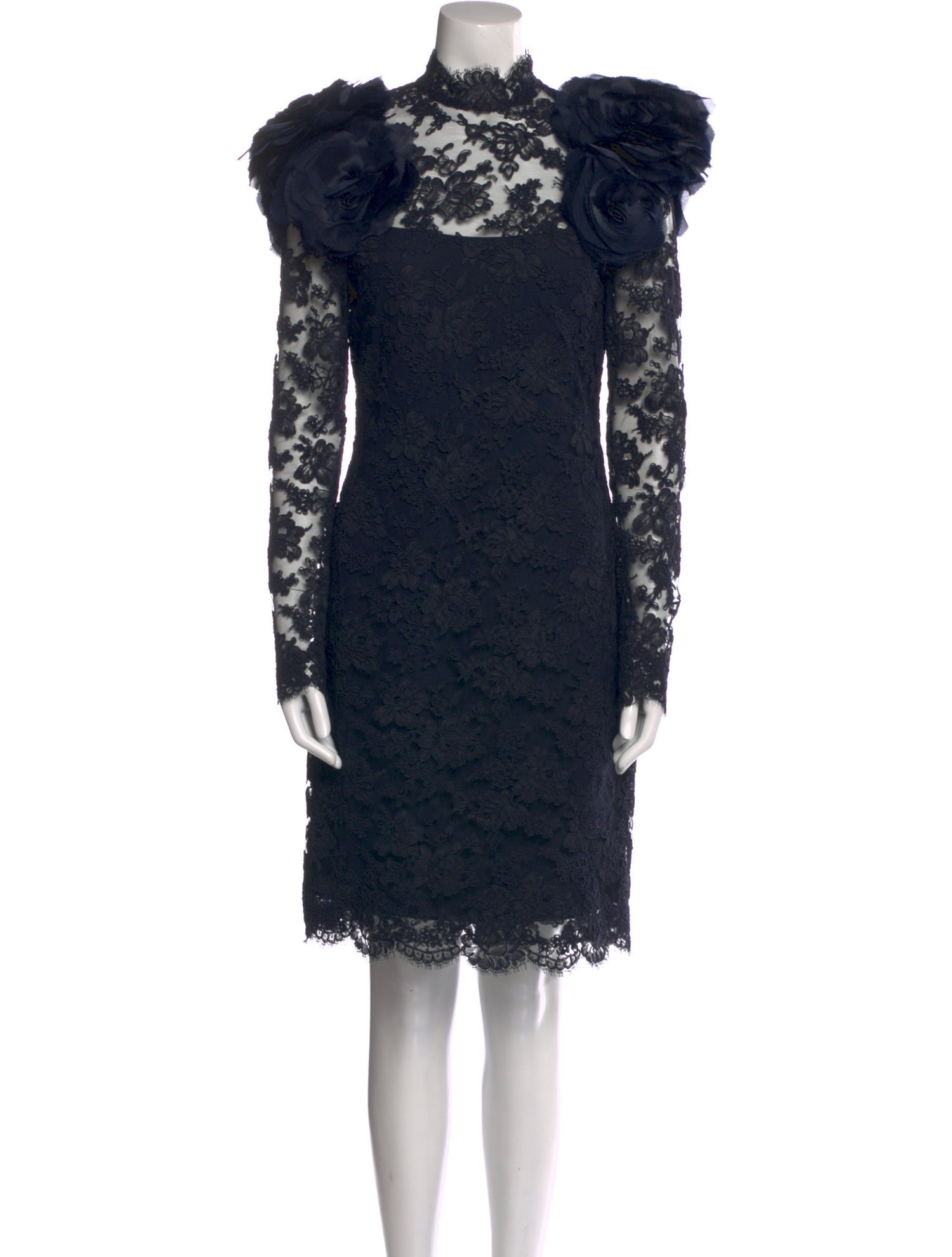 Marchesa Lace Pattern Knee-Length Dress