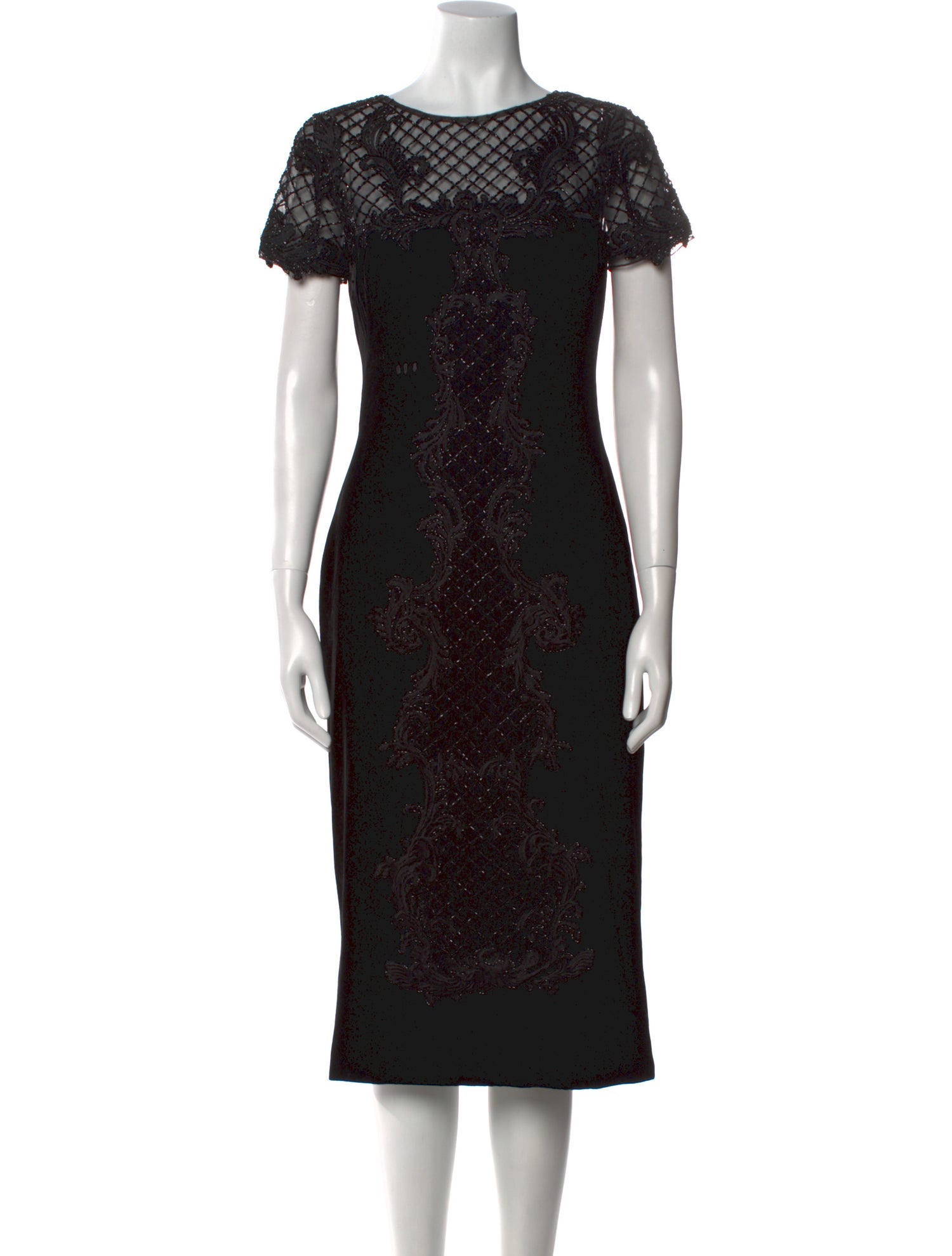 Marchesa Lace Pattern Midi Length Dress