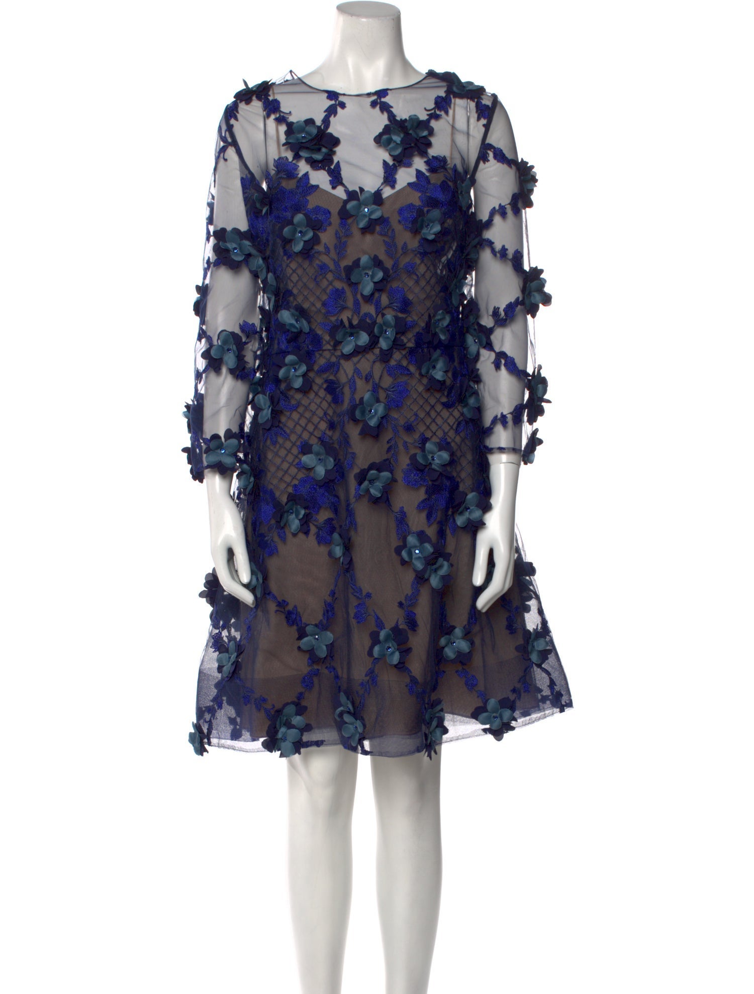 Marchesa Floral Print Knee-Length Dress w/ Tags