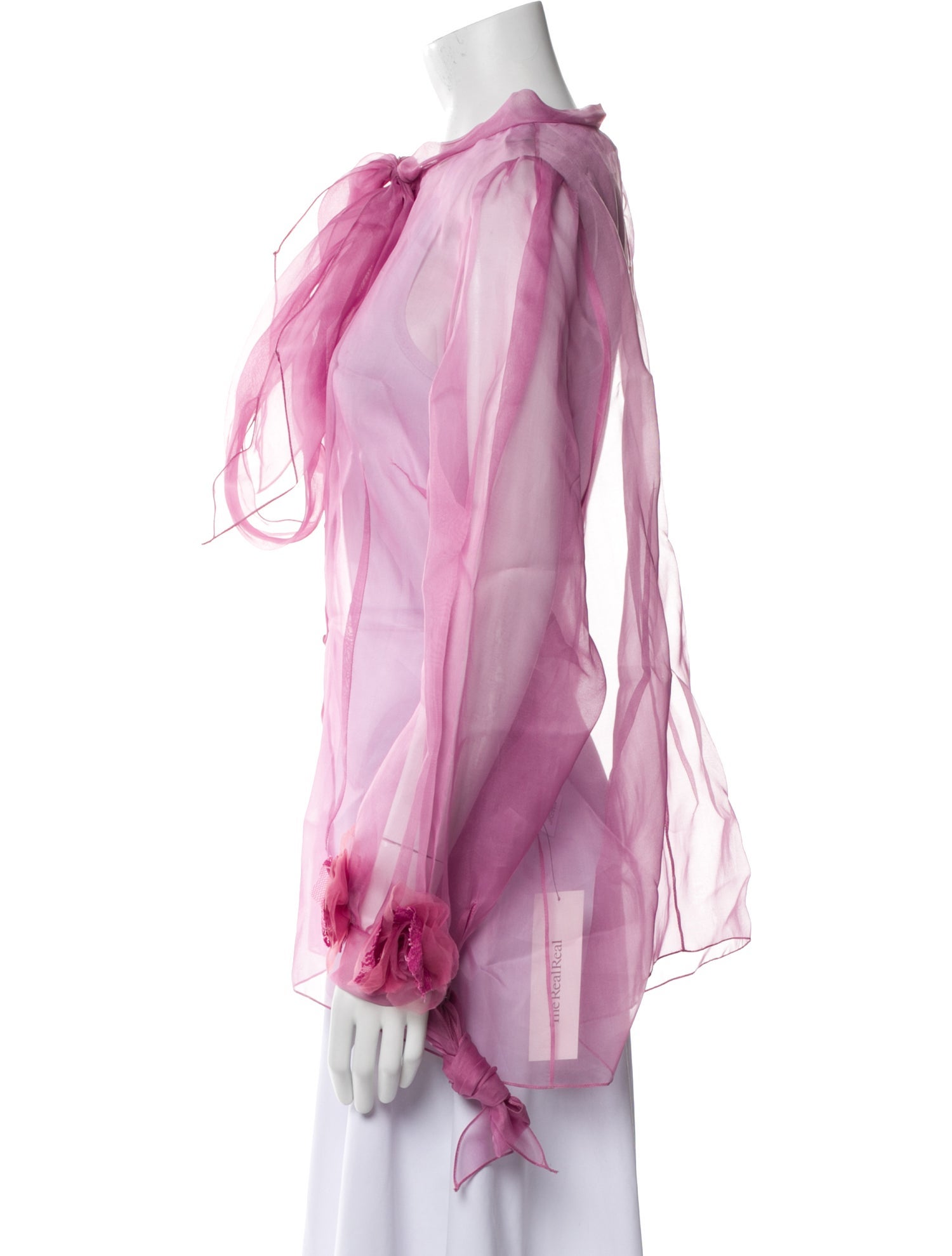 Marchesa Silk Tie Neck Blouse