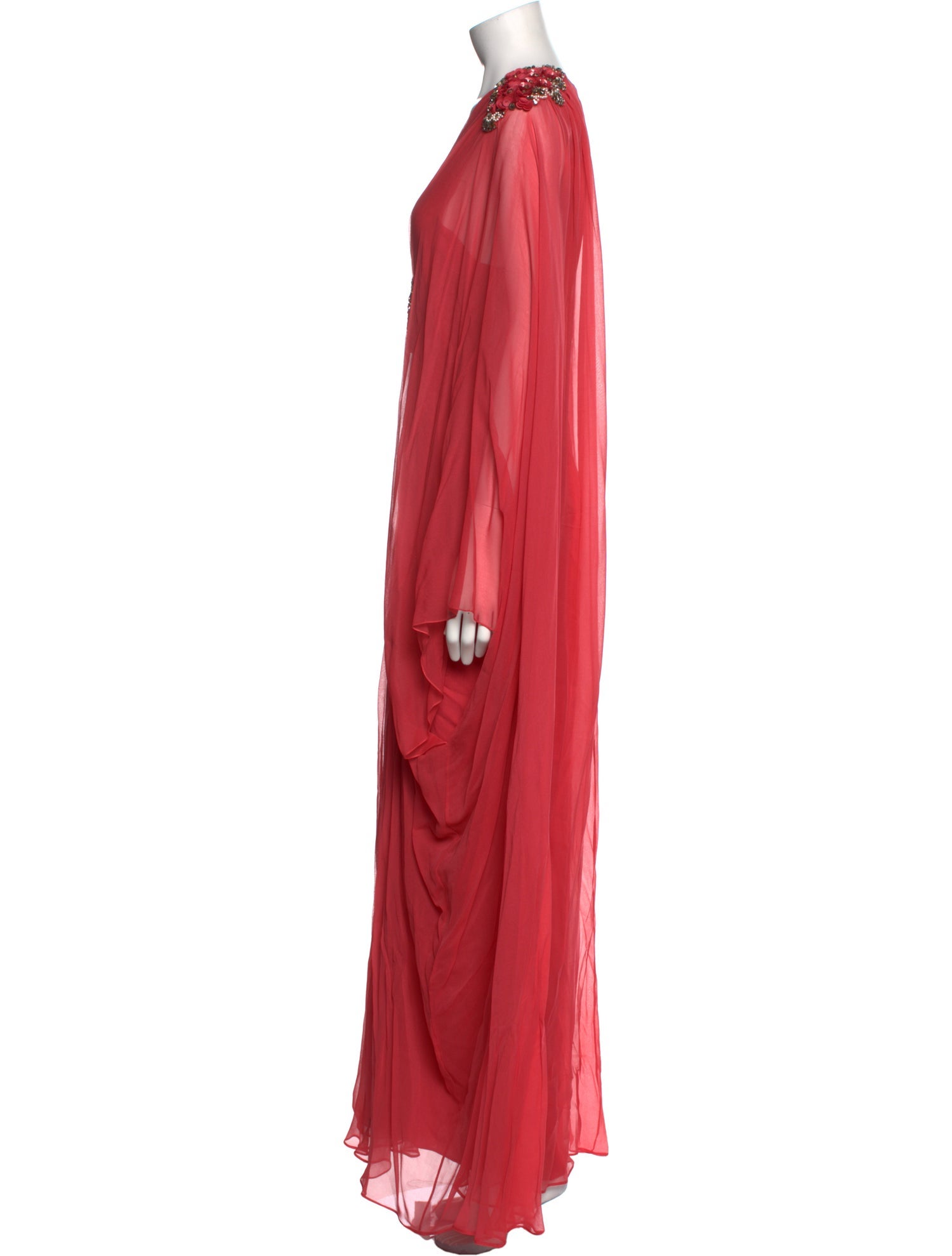 Marchesa V-Neck Long Dress