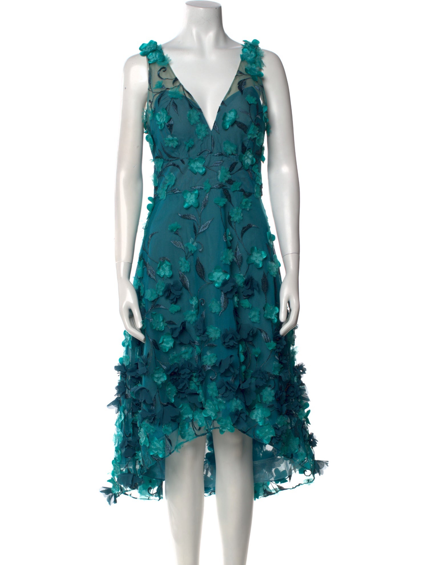 Marchesa Floral Print Midi Length Dress w/ Tags