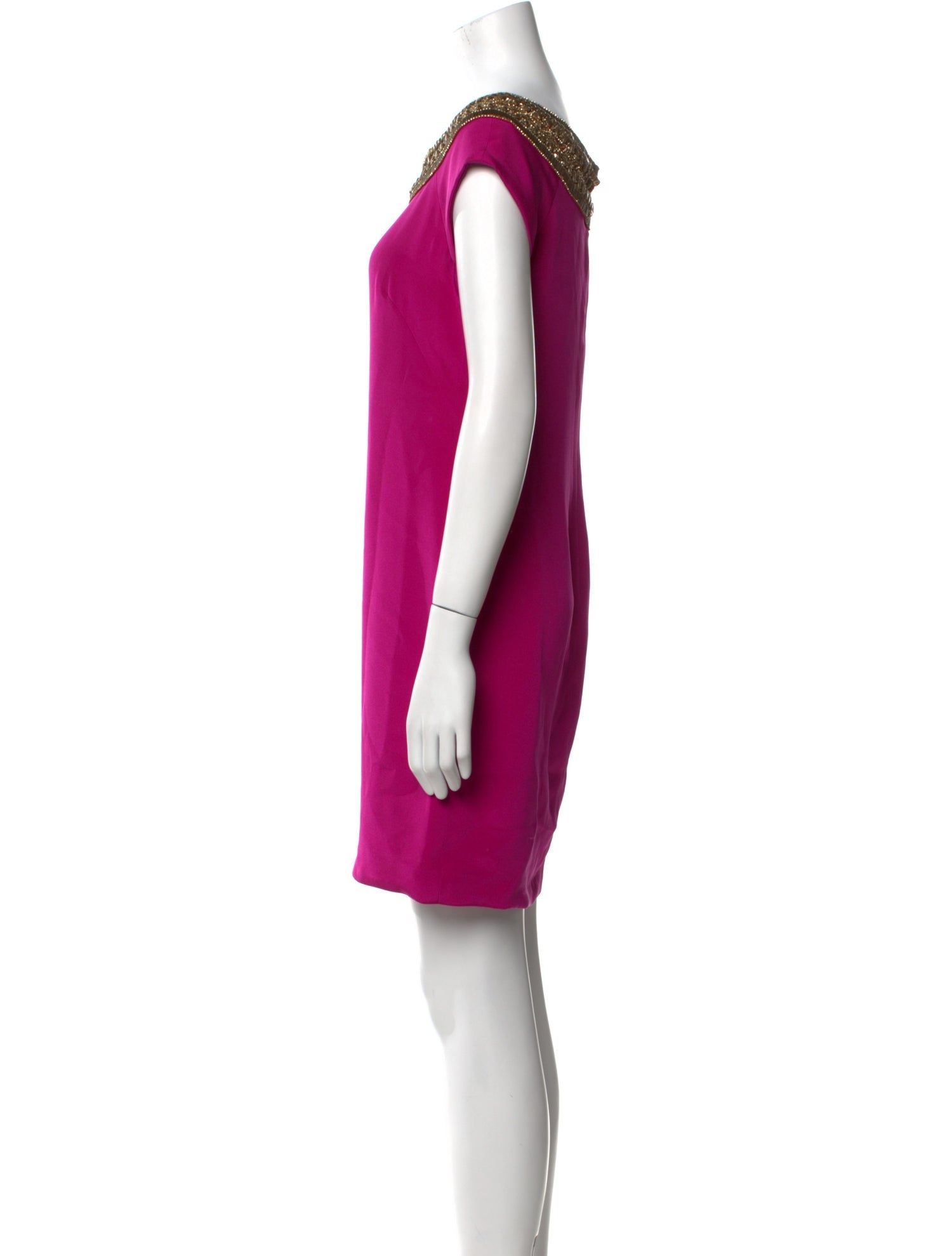 Marchesa Bateau Neckline Mini Dress