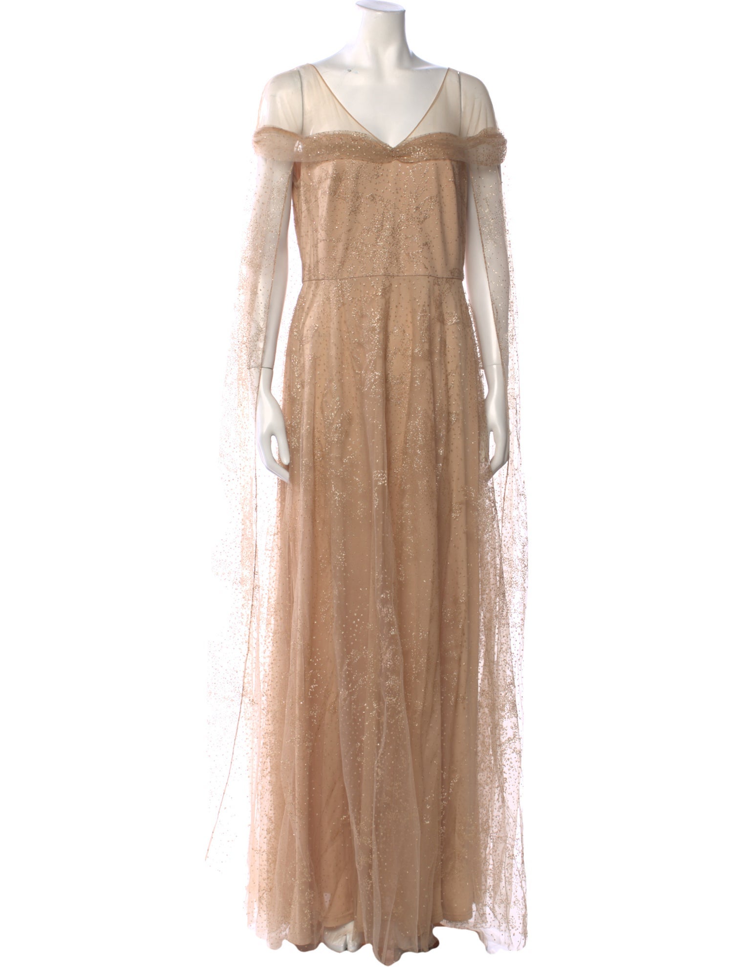 Marchesa V-Neck Long Dress