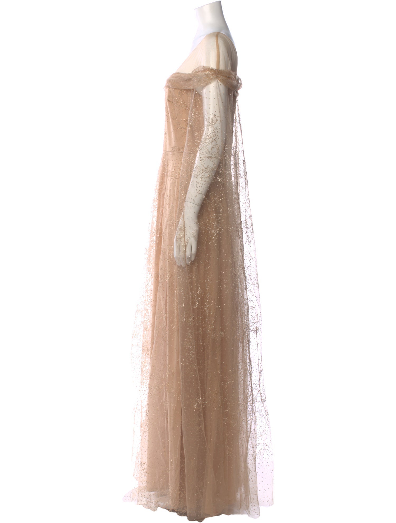 Marchesa V-Neck Long Dress