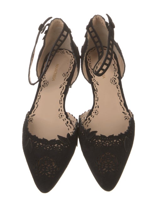 Marchesa Suede Scalloped Accent D'Orsay Flats
