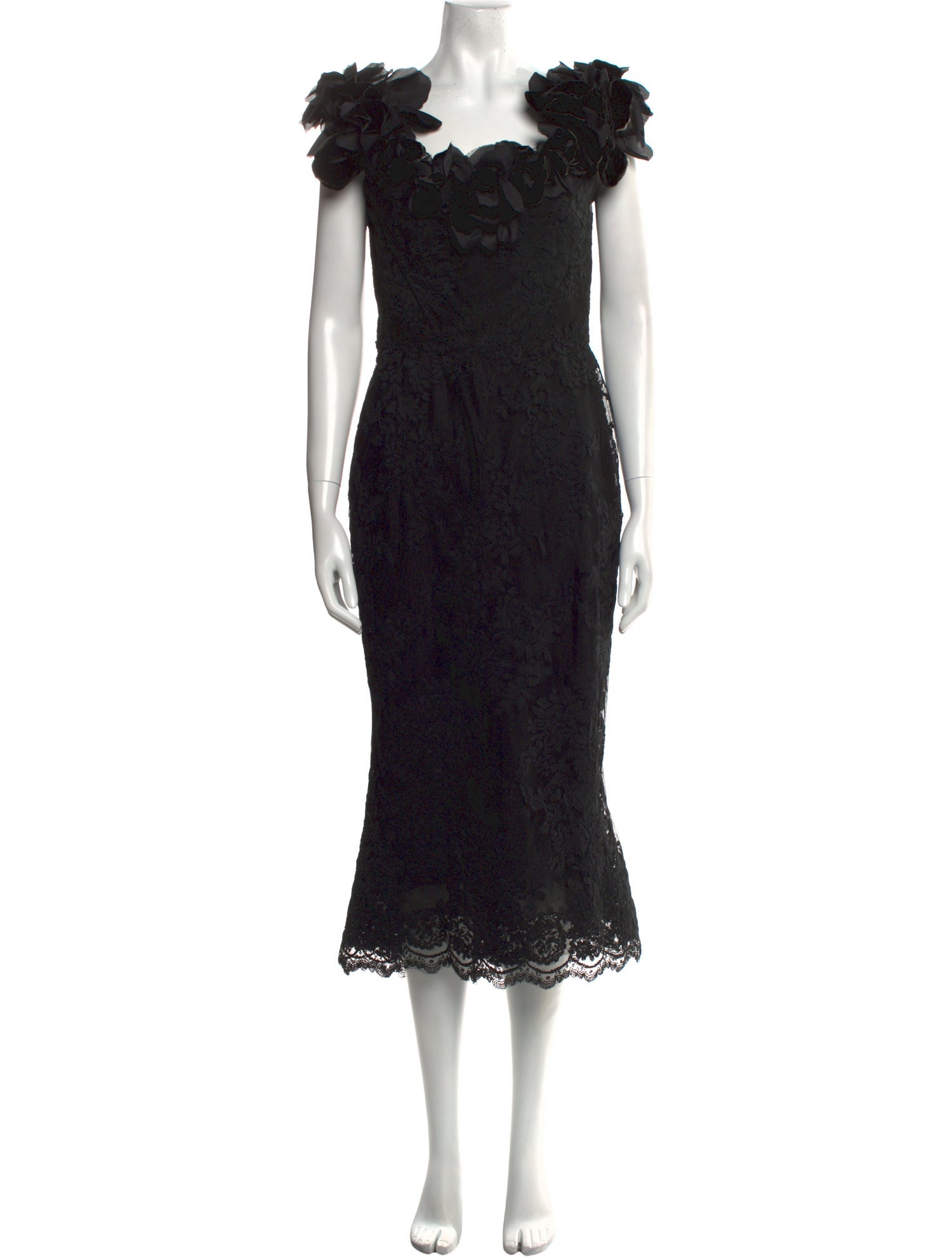 Marchesa Lace Midi Length Dress