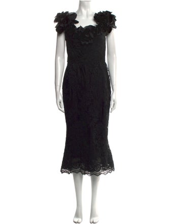 Marchesa Lace Midi Length Dress