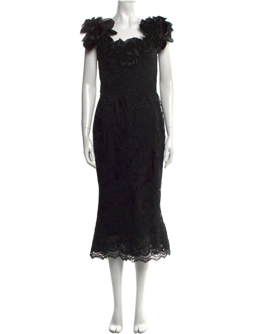 Marchesa Lace Midi Length Dress