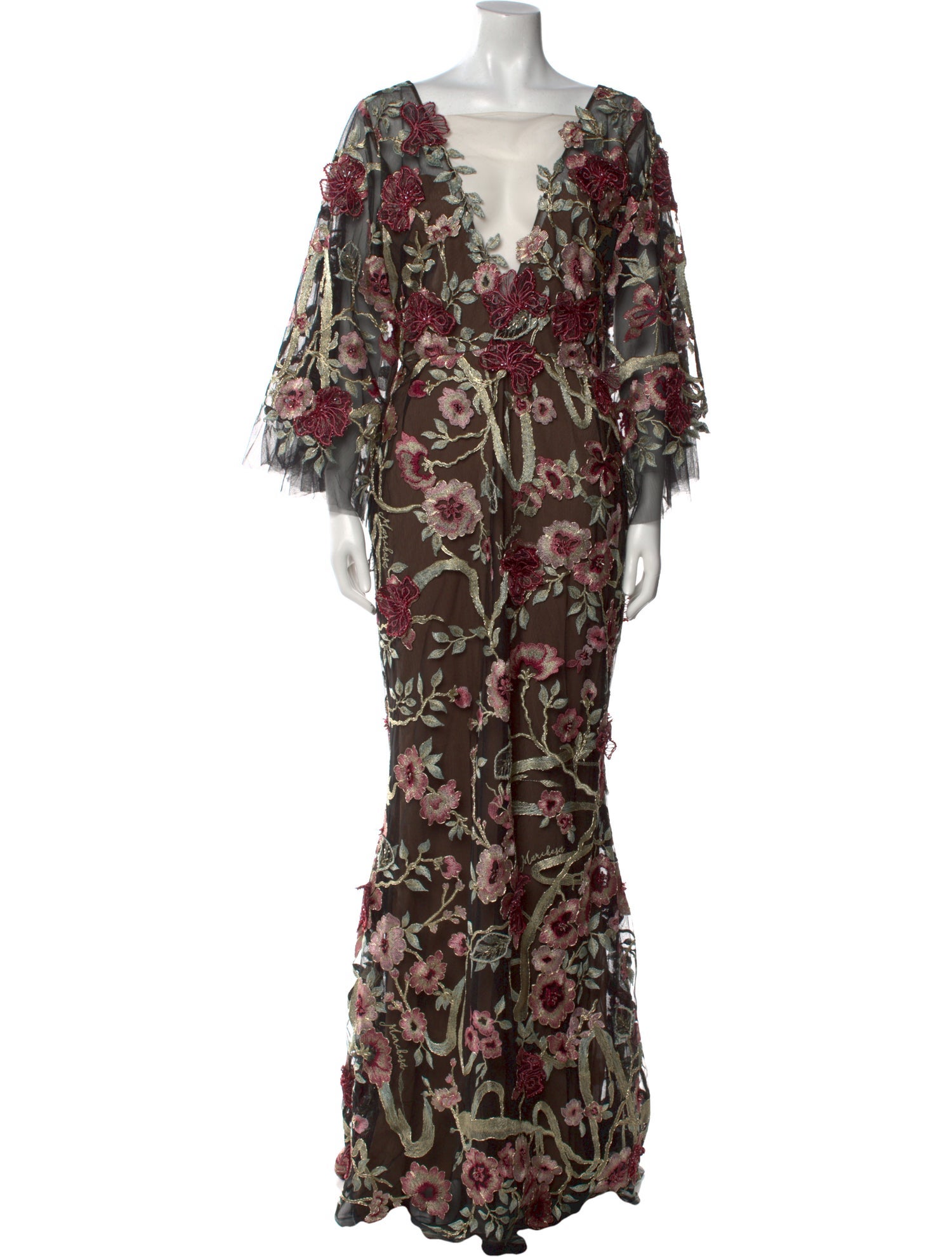 Marchesa Floral Print Long Dress