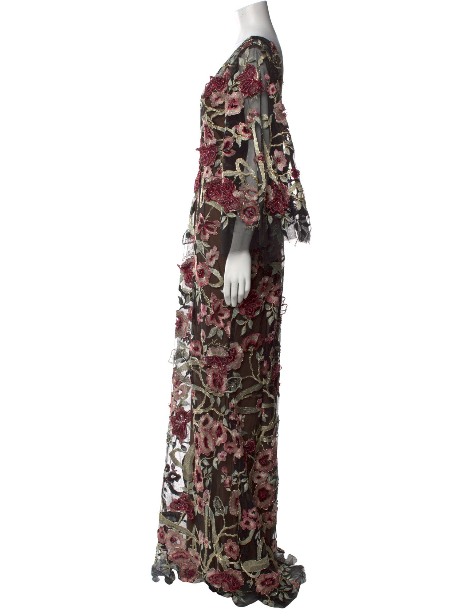 Marchesa Floral Print Long Dress