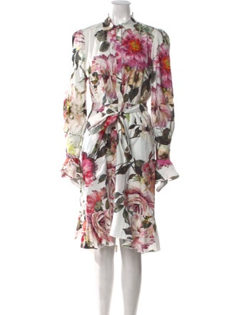 Marchesa Floral Print Midi Length Dress