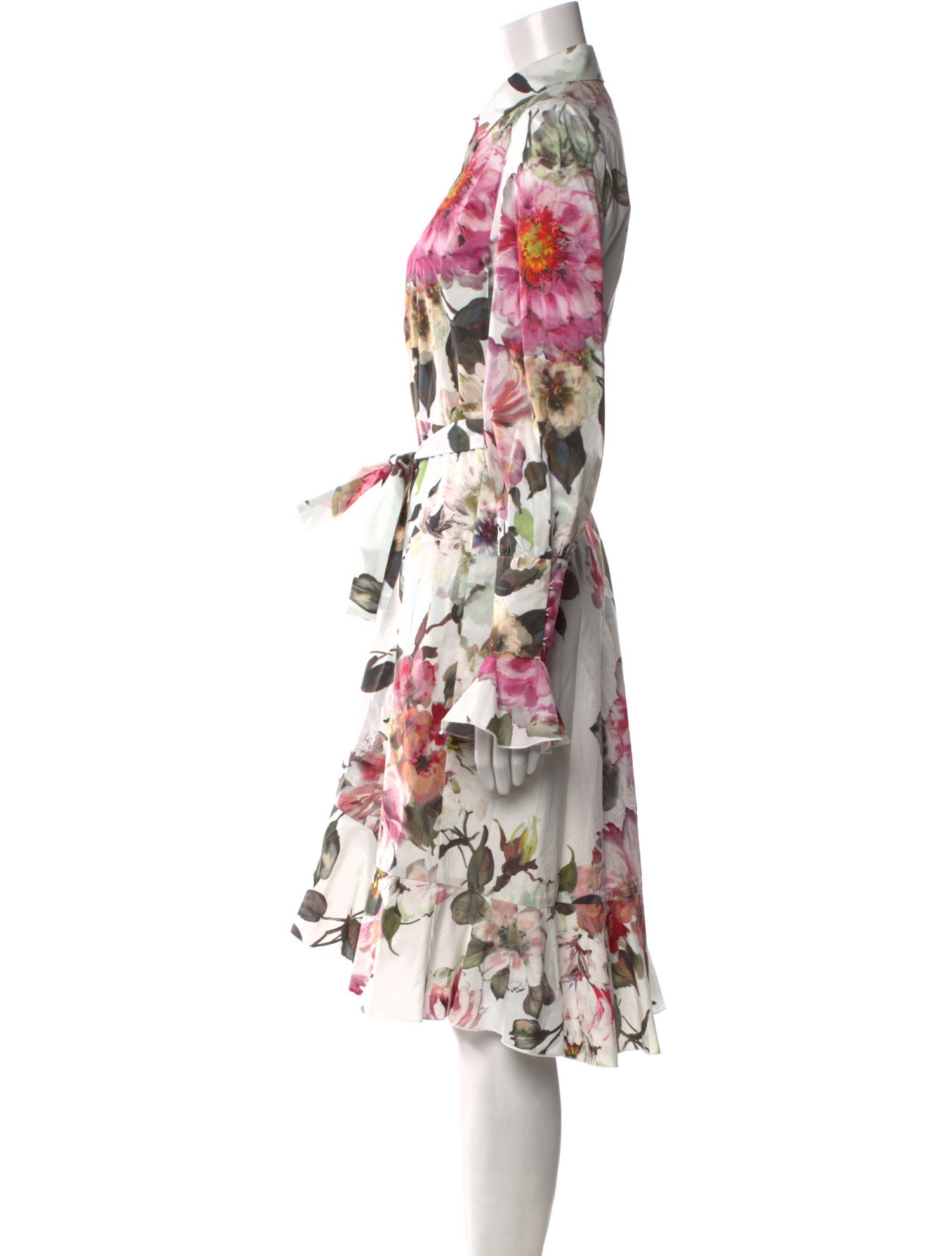 Marchesa Floral Print Midi Length Dress