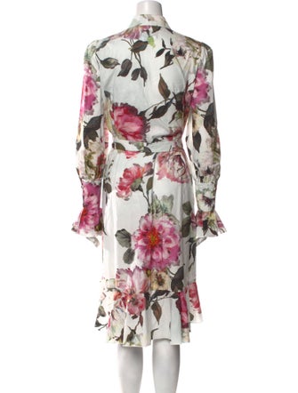 Marchesa Floral Print Midi Length Dress