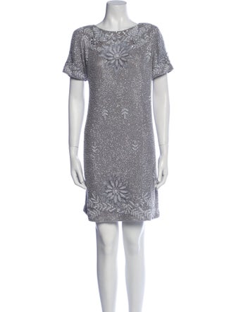 Marchesa Bateau Neckline Mini Dress