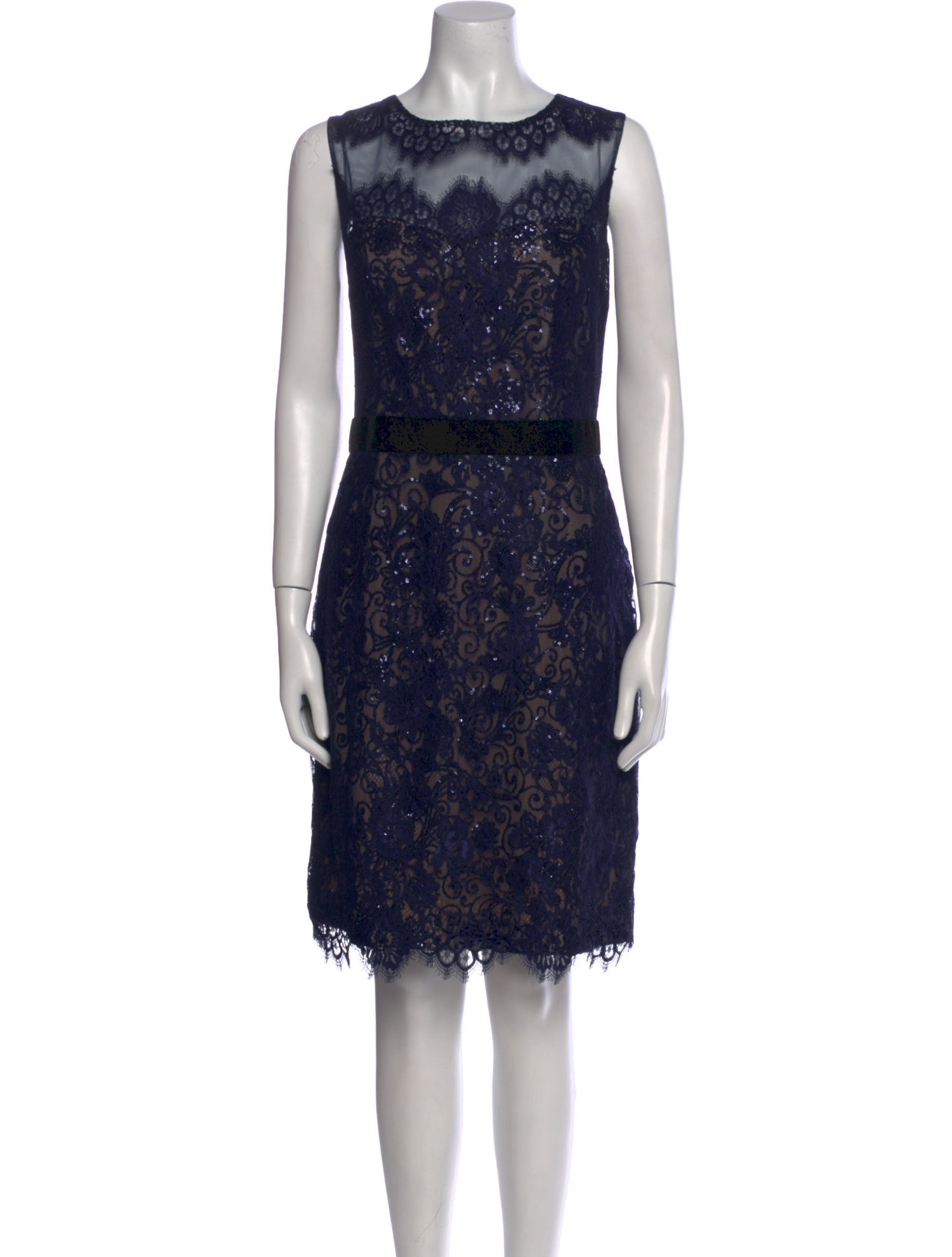 Marchesa Lace Pattern Knee-Length Dress