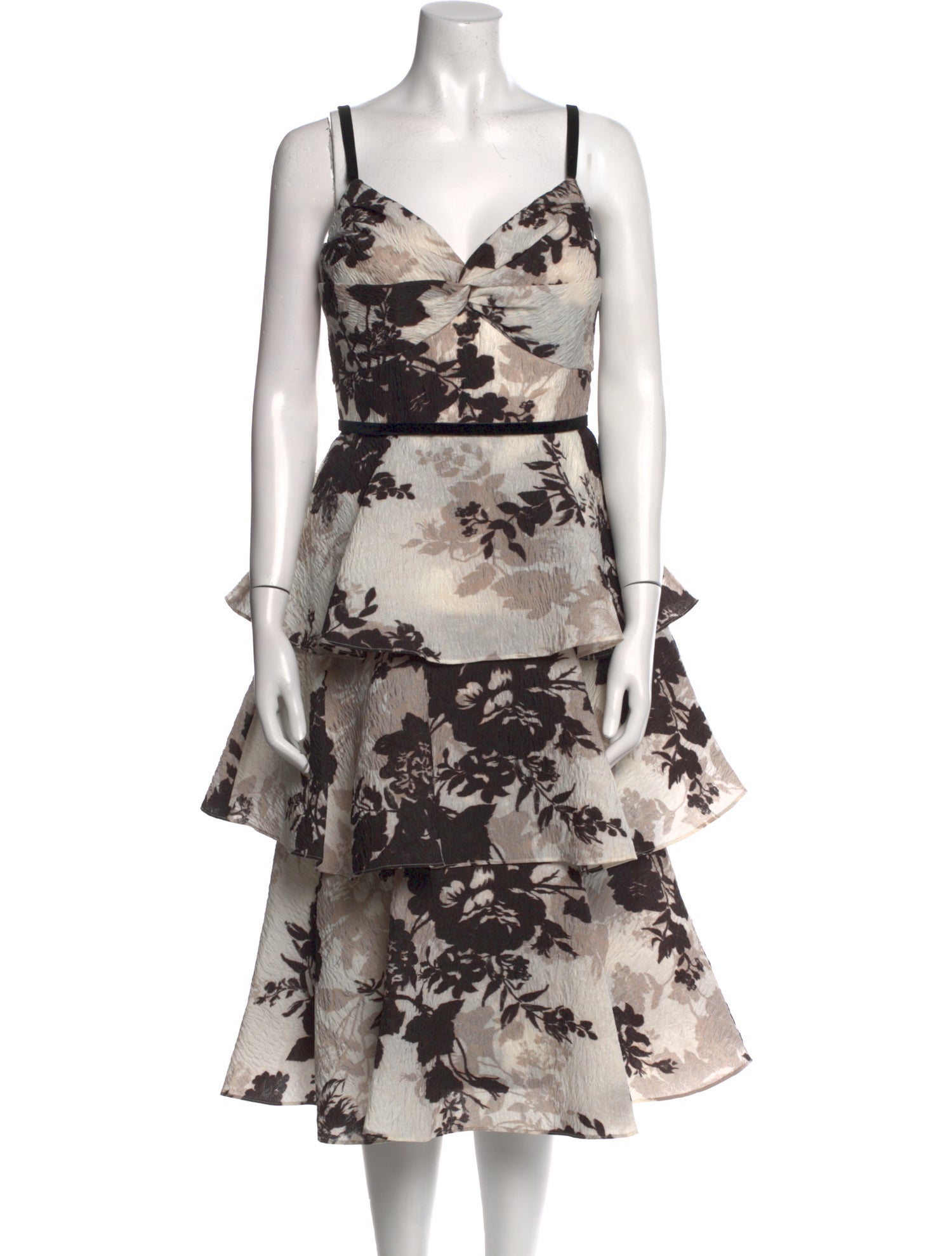 Marchesa Floral Print Midi Length Dress