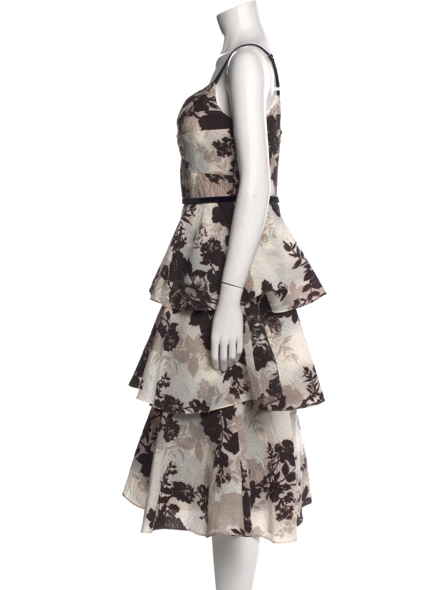 Marchesa Floral Print Midi Length Dress