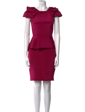 Marchesa Crew Neck Knee-Length Dress