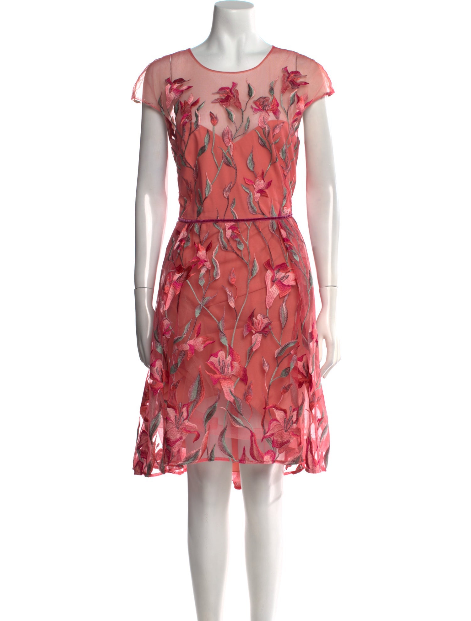 Marchesa Floral Print Midi Length Dress