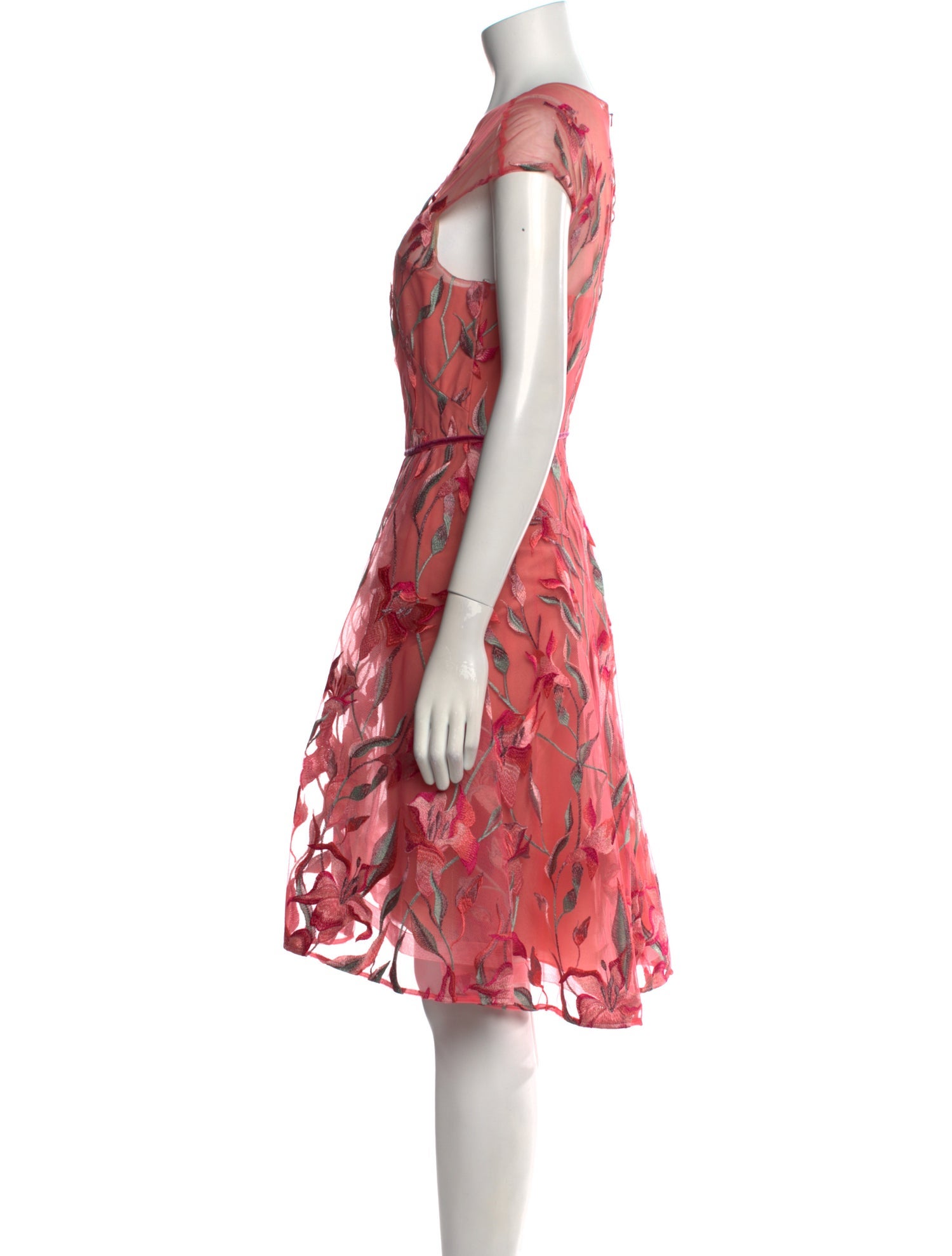 Marchesa Floral Print Midi Length Dress