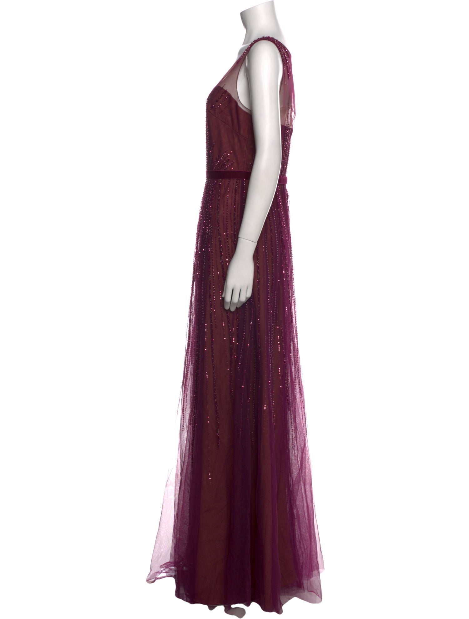 Marchesa V-Neck Long Dress