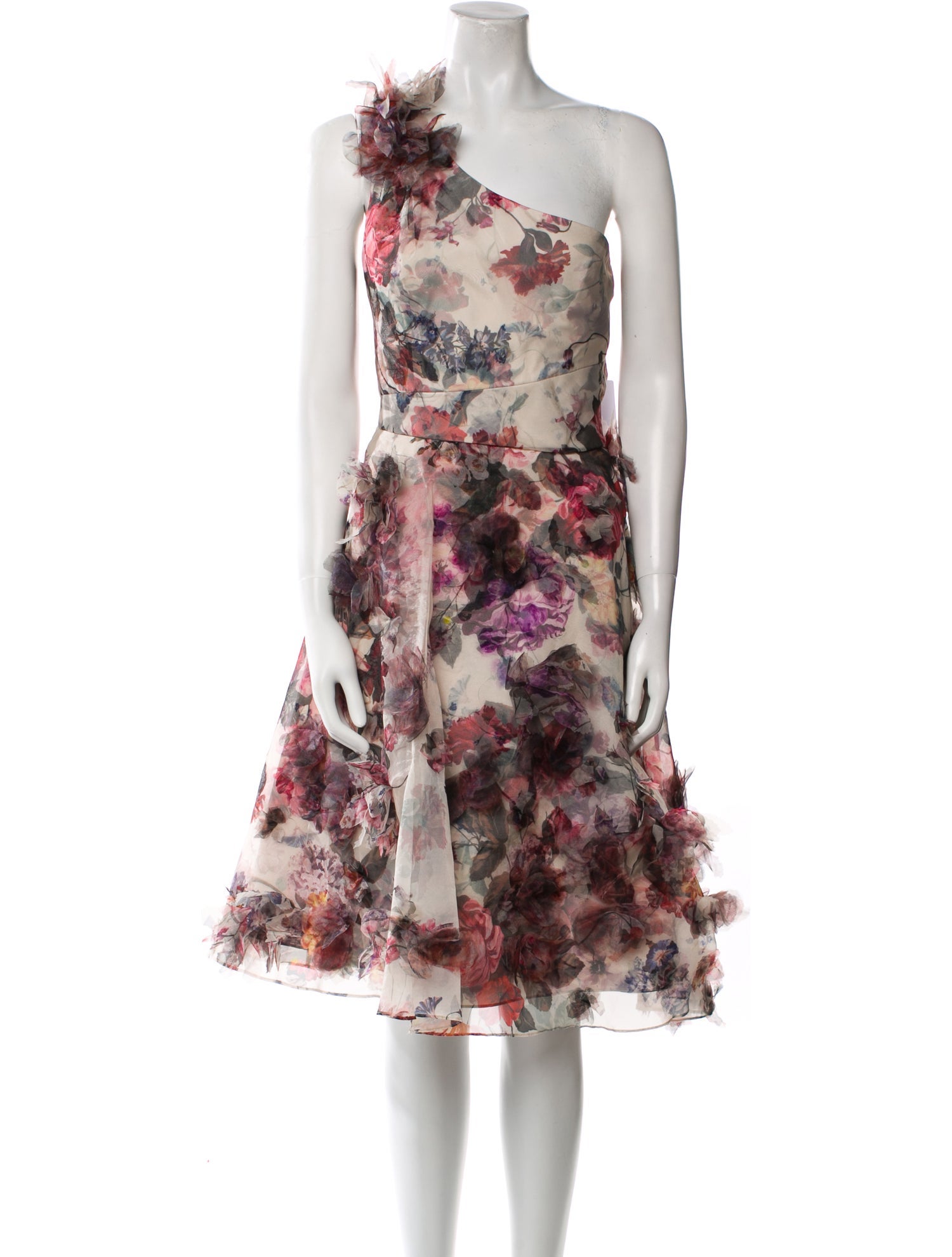 Marchesa Floral Print Midi Length Dress w/ Tags