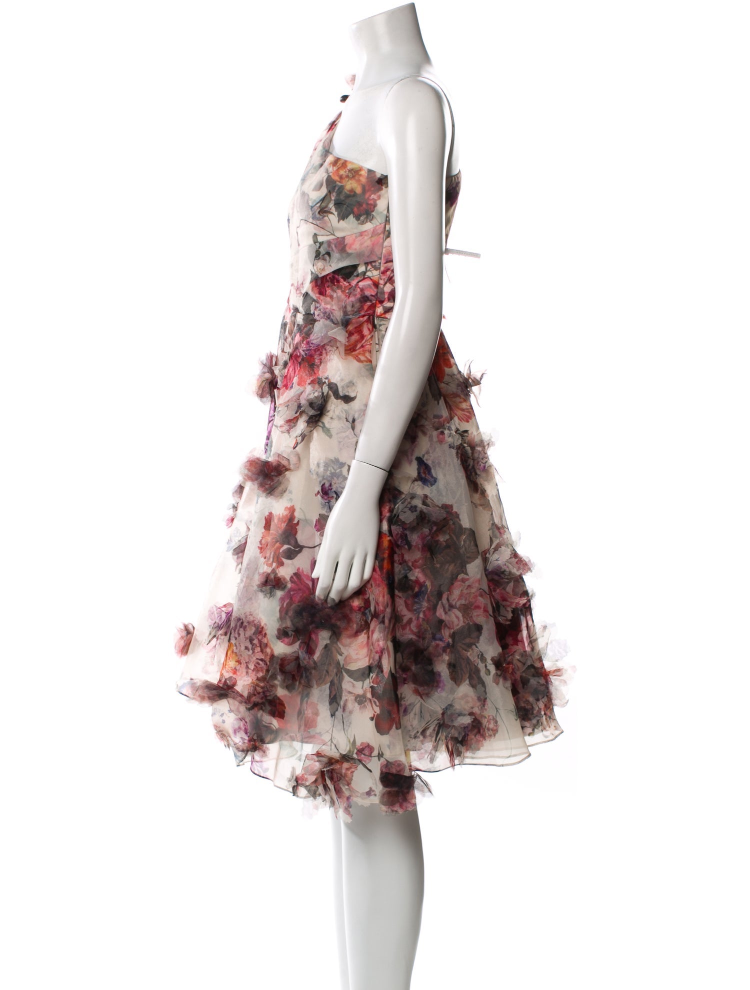 Marchesa Floral Print Midi Length Dress w/ Tags