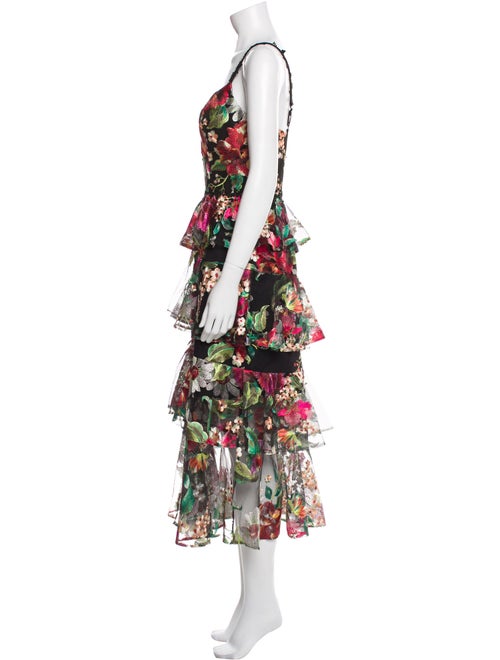 Marchesa Floral Print Long Dress