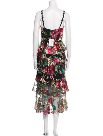 Marchesa Floral Print Long Dress