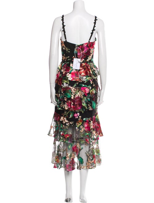 Marchesa Floral Print Long Dress