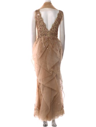 Marchesa Lace Pattern Long Dress