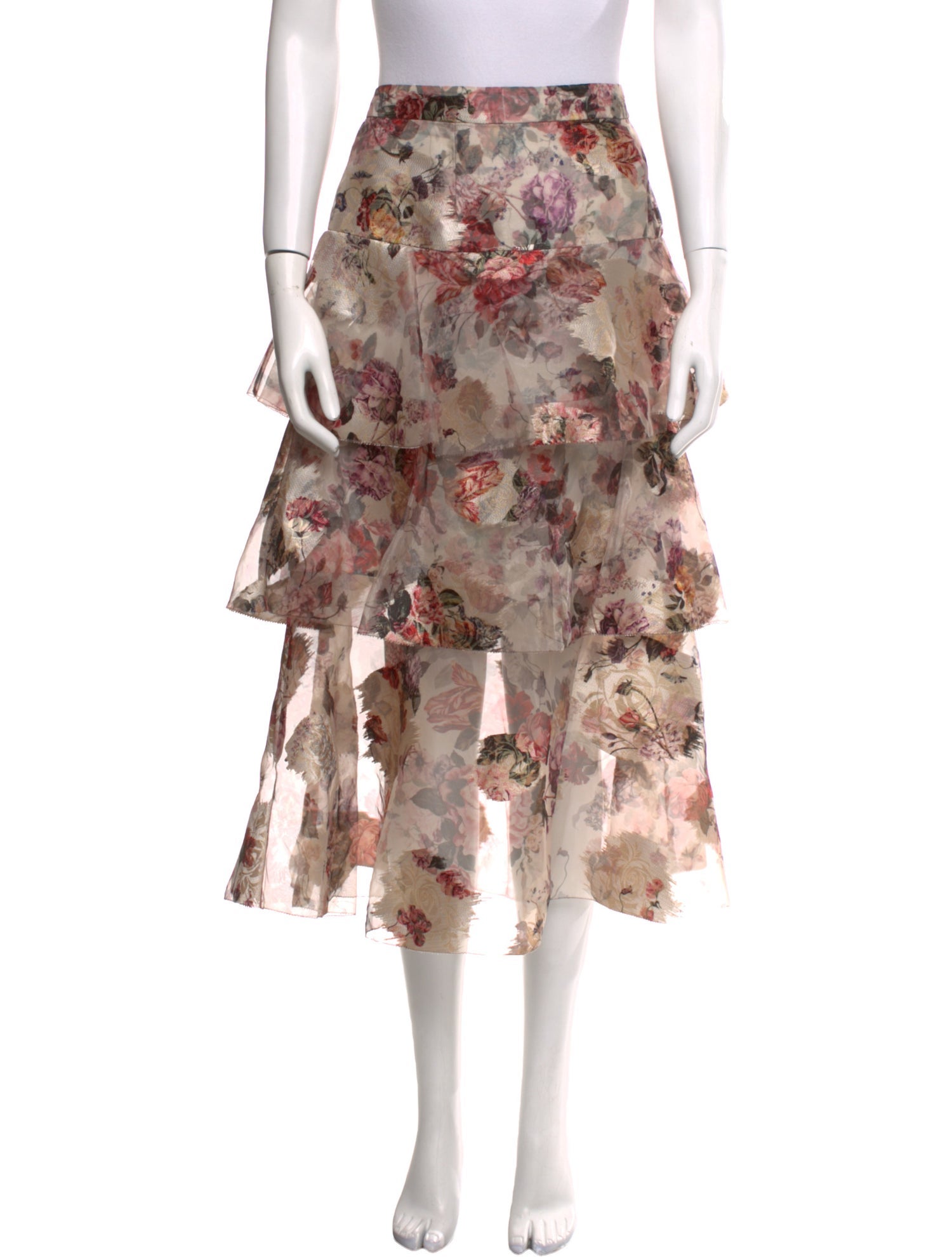 Marchesa Floral Print Midi Length Skirt