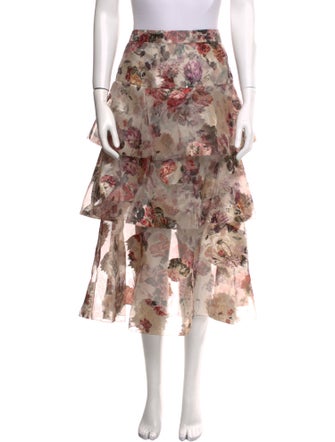 Marchesa Floral Print Midi Length Skirt