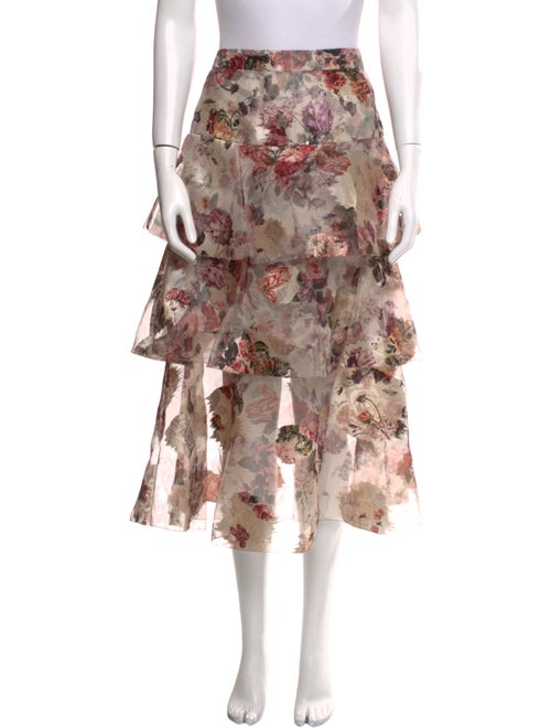 Marchesa Floral Print Midi Length Skirt