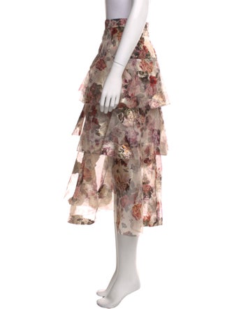 Marchesa Floral Print Midi Length Skirt