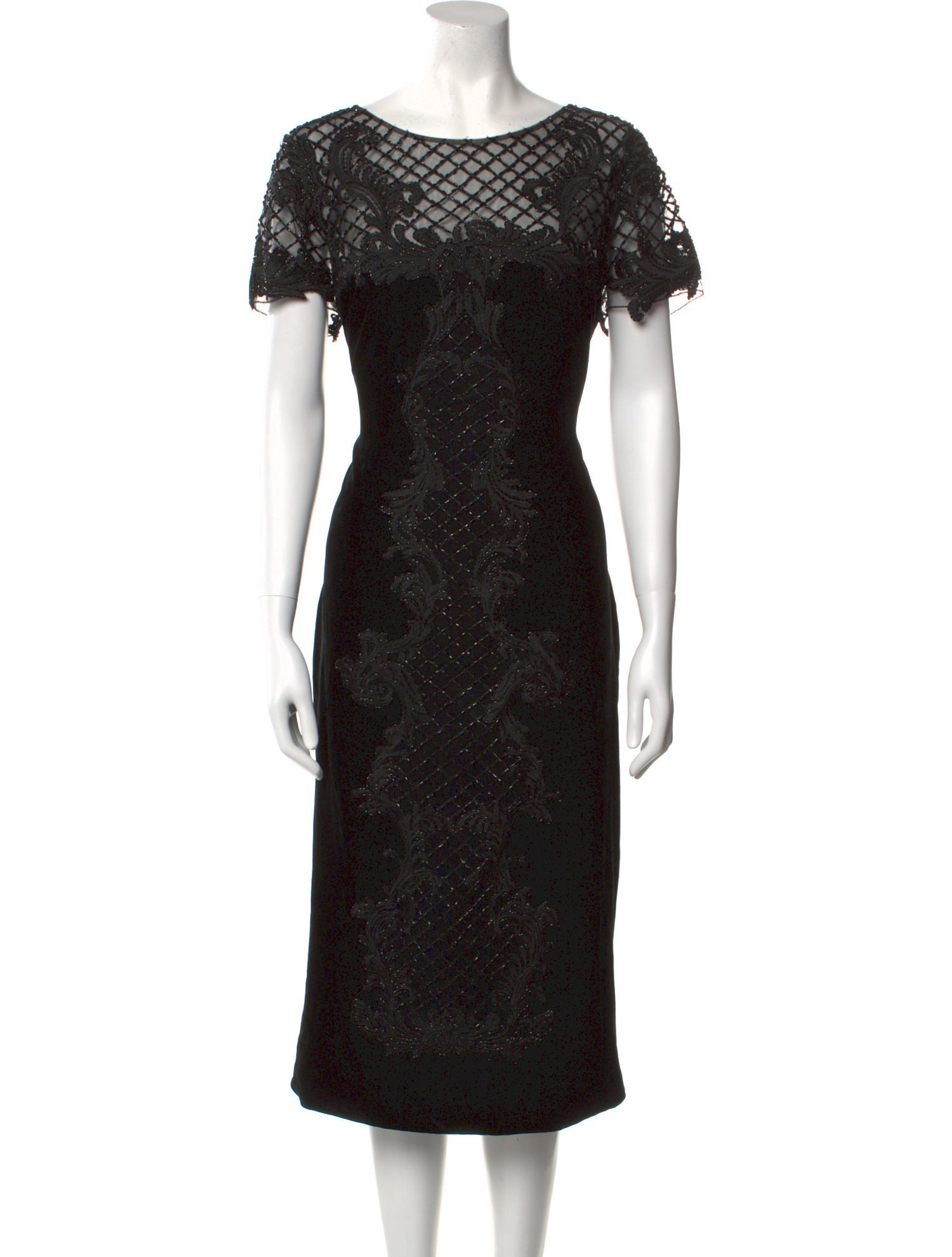 Marchesa Lace Pattern Midi Length Dress