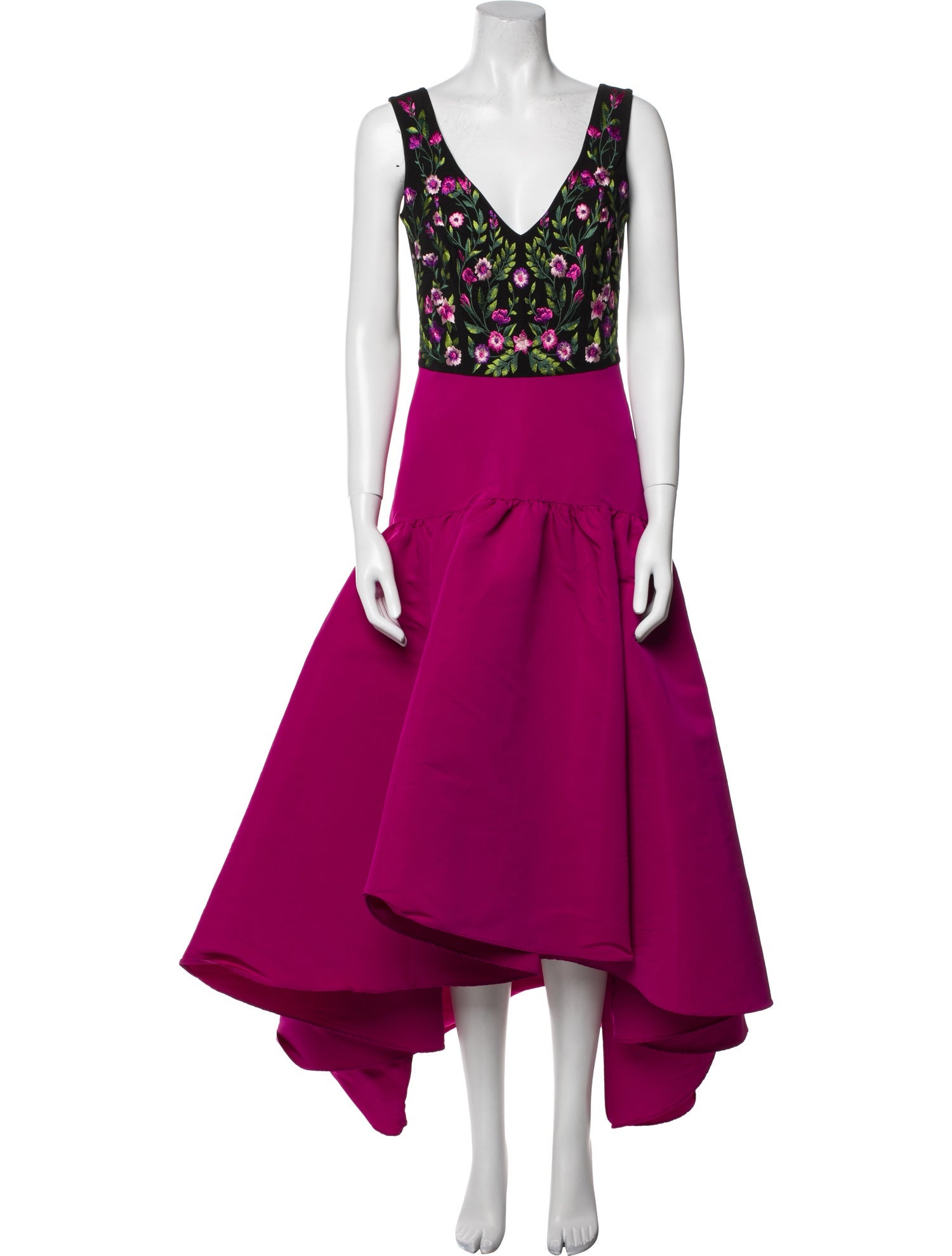 Marchesa V-Neck Long Dress