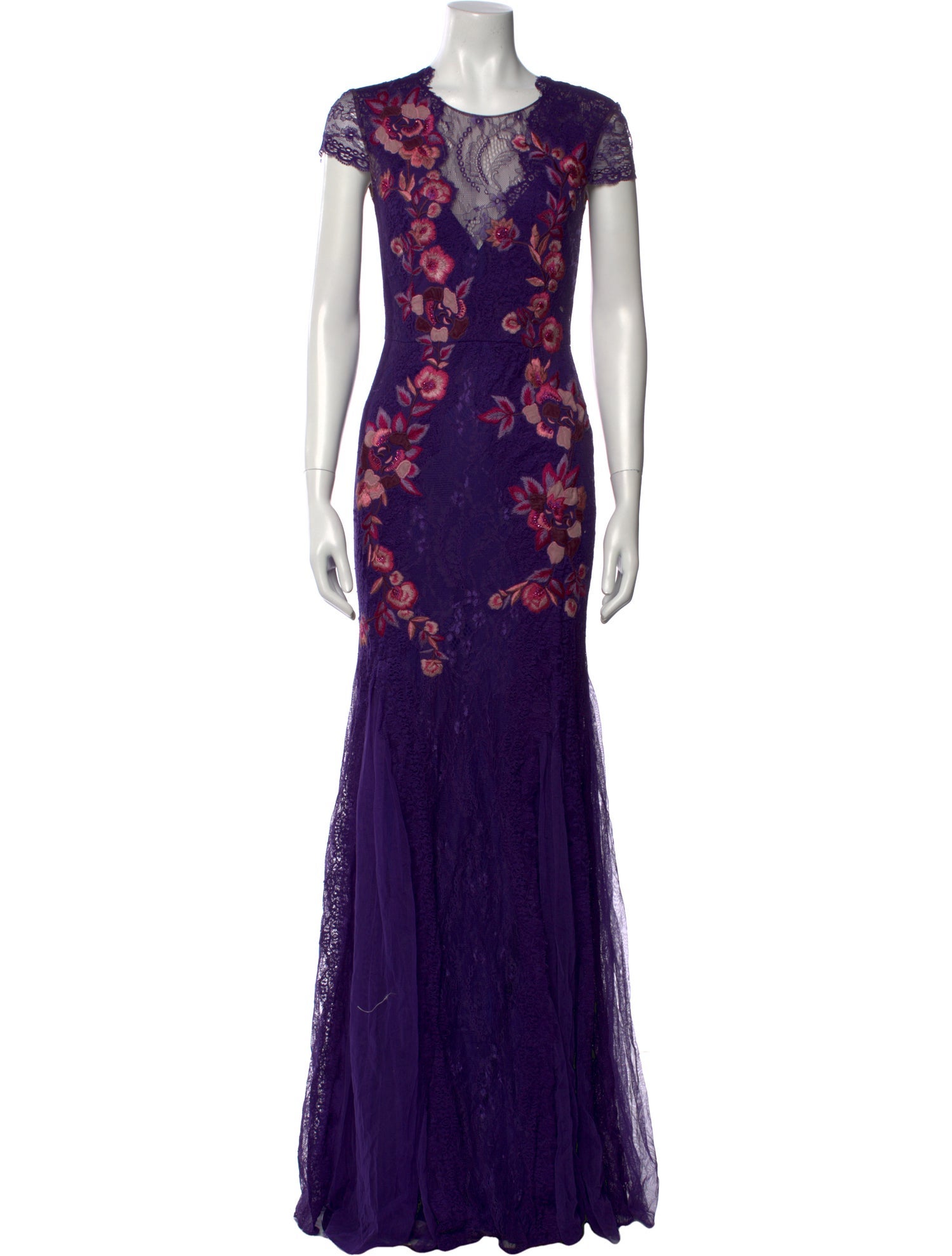 Marchesa Lace Pattern Long Dress