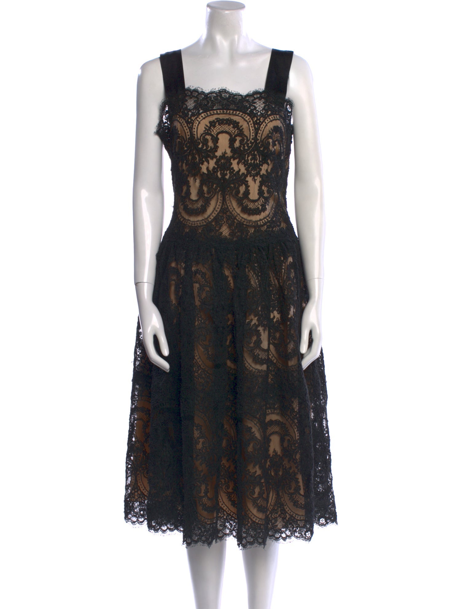 Marchesa Lace Pattern Midi Length Dress