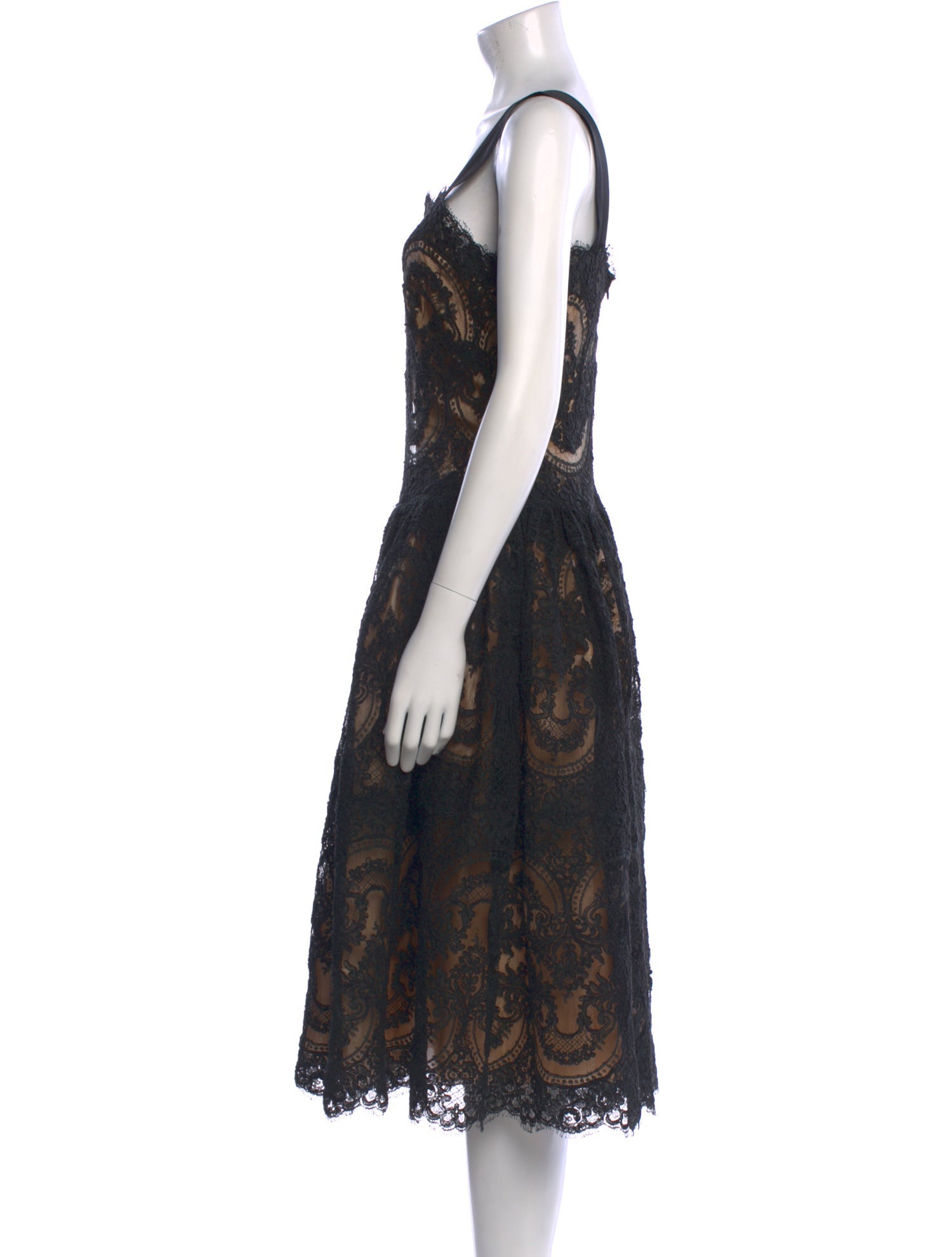 Marchesa Lace Pattern Midi Length Dress