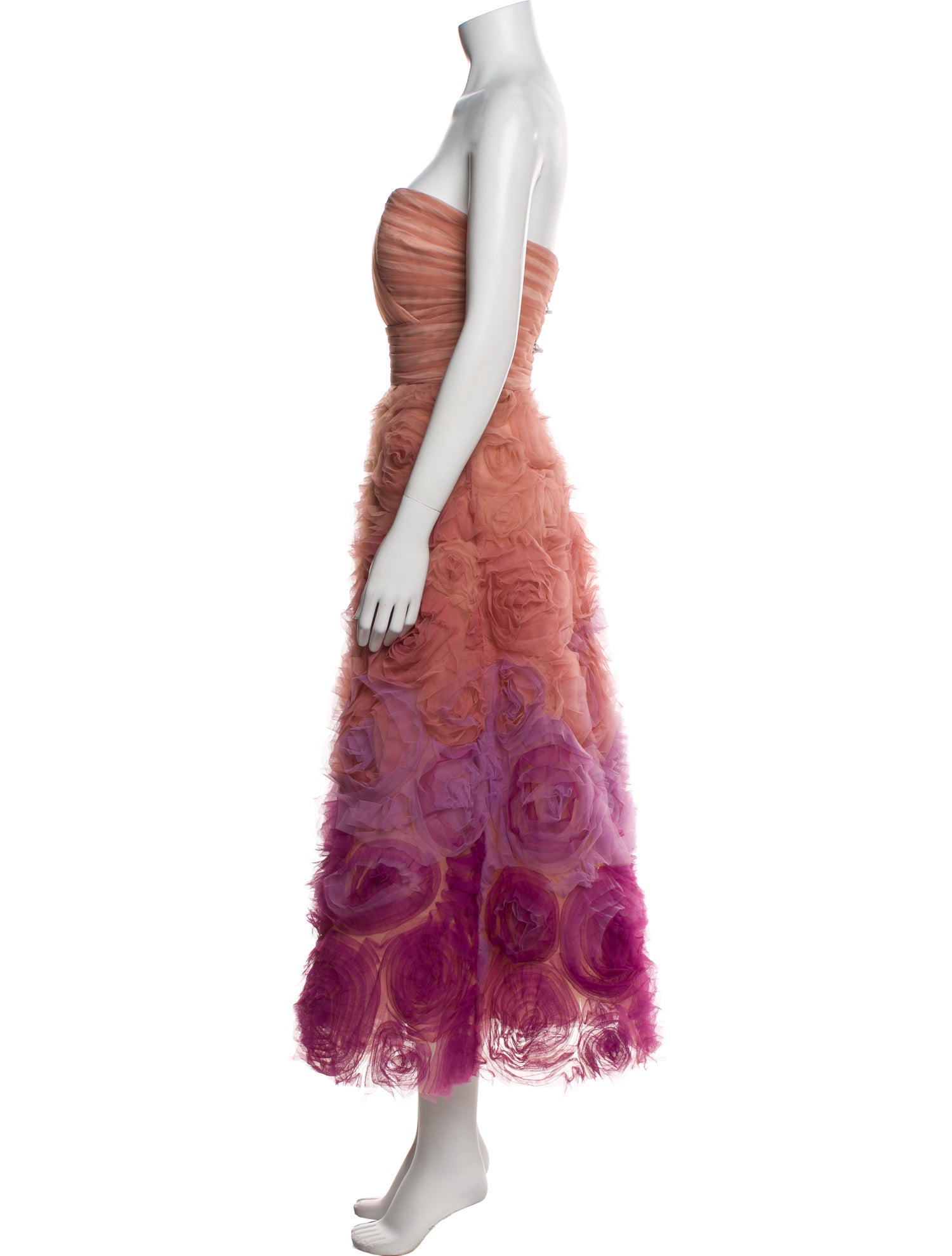 Marchesa Strapless Midi Length Dress