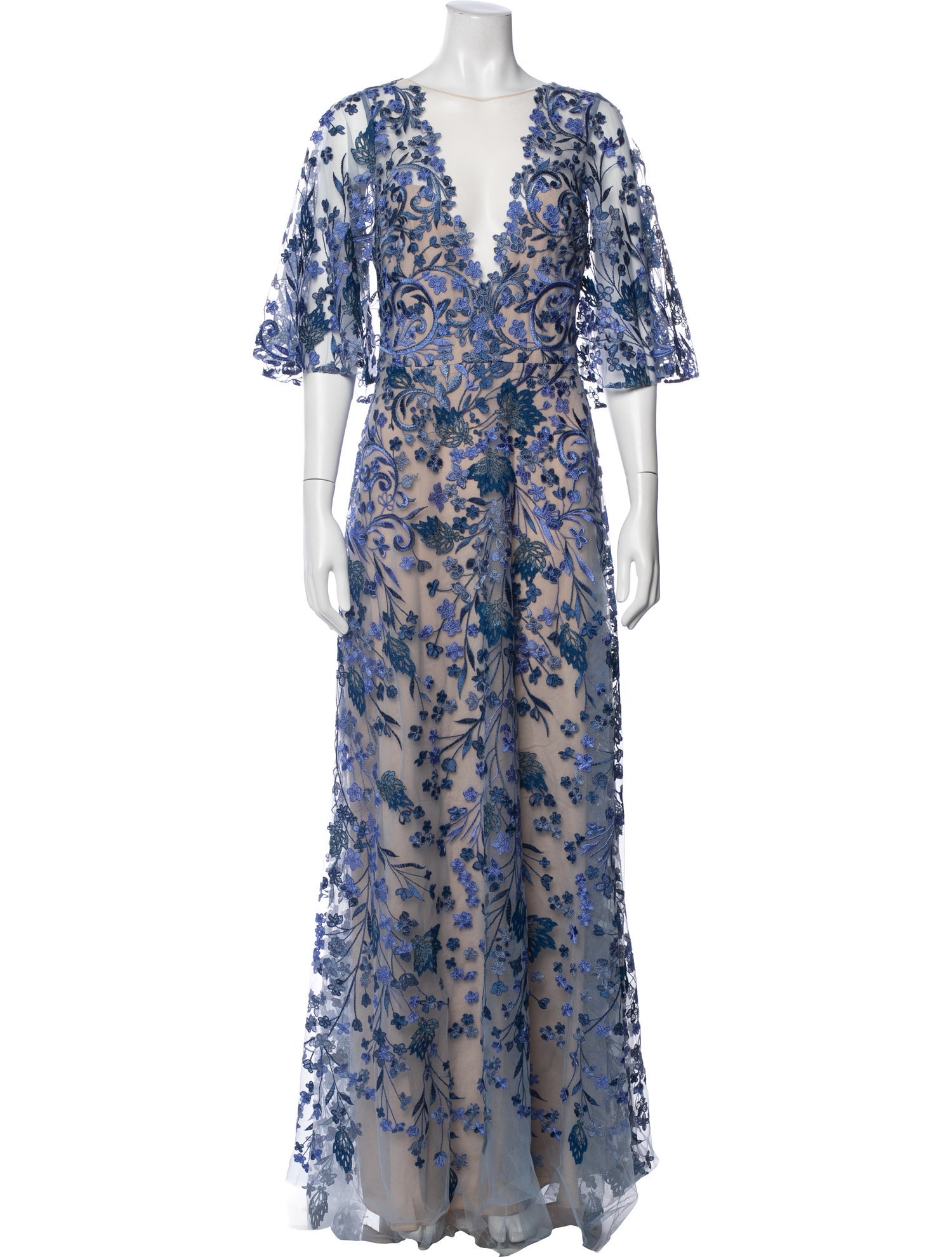 blue marchesa dress Floral Print Long - Dresses, Clothing - MAC34355 Kid Size:12M FULL SKIRT Rhinestone Bodycon Mini Dress Gowns And Cocktails For