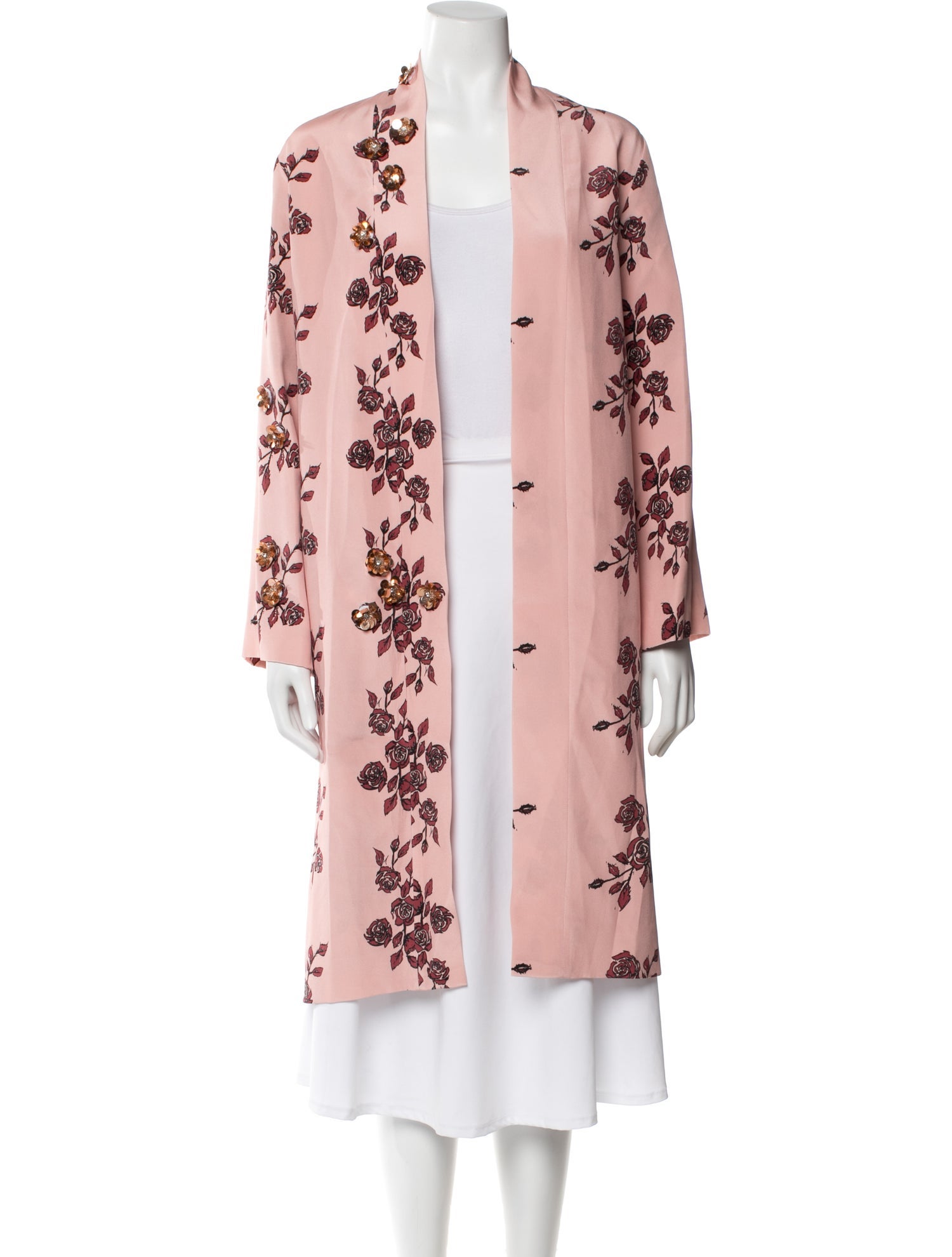 Macgraw Silk Floral Print Coat